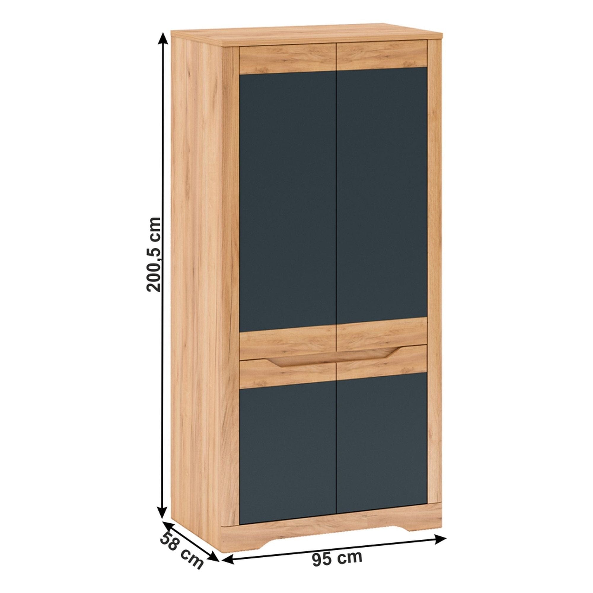 Dulap FIDEL, stejar artisan/gri grafit, DTD laminat, cu 4 usi, 95x58x200 cm