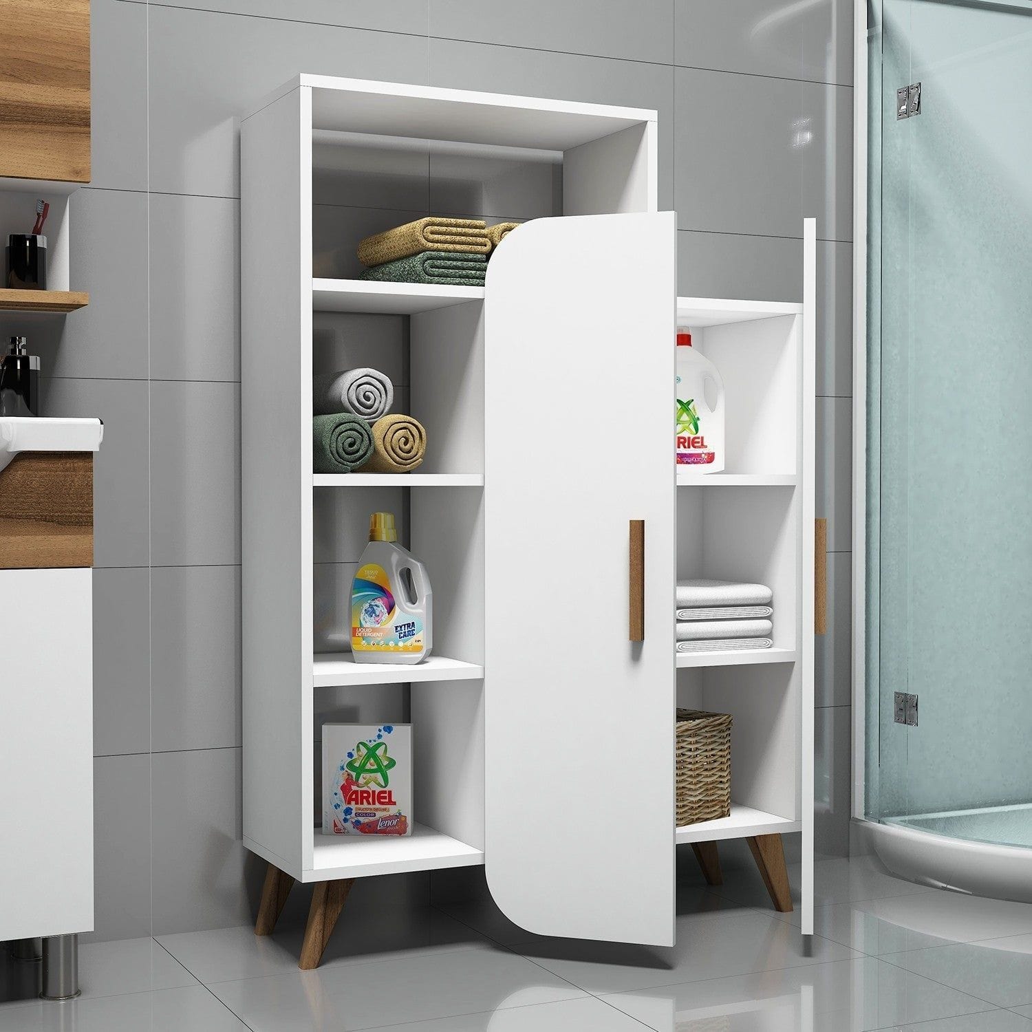 Dulap FORM, alb, PAL melaminat, cu 2 usi, 90x32x132 cm