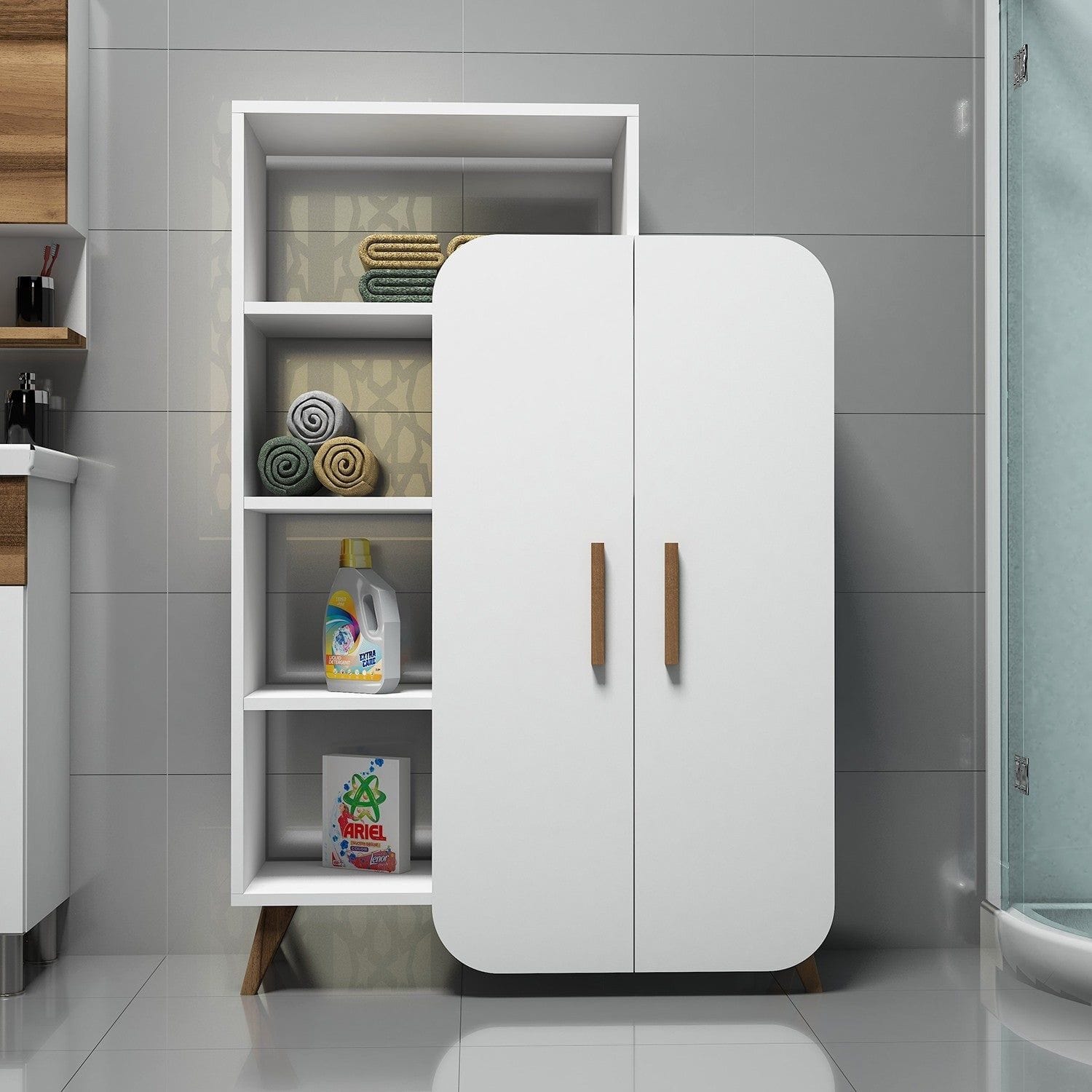 Dulap FORM, alb, PAL melaminat, cu 2 usi, 90x32x132 cm