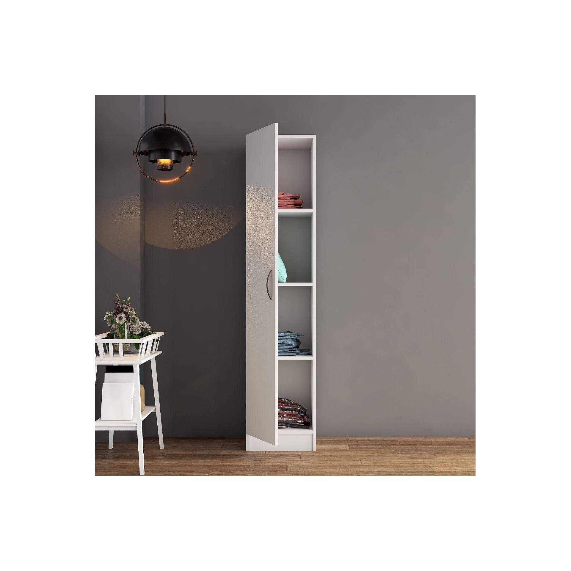 Dulap GRD0301, alb, PAL melaminat, cu o usa, 40x47x182 cm