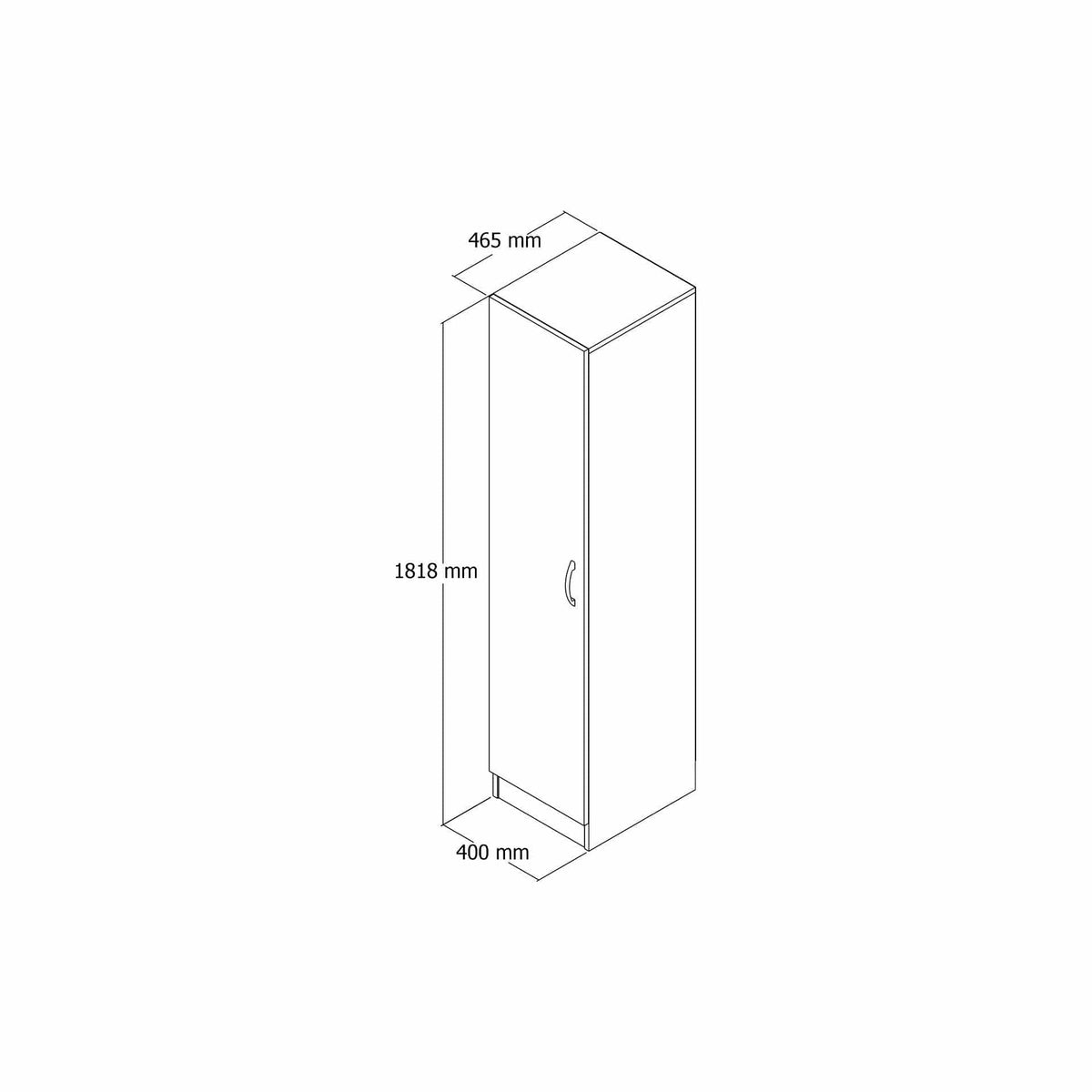 Dulap GRD0302, stejar, PAL melaminat, cu o usa, 40x47x182 cm