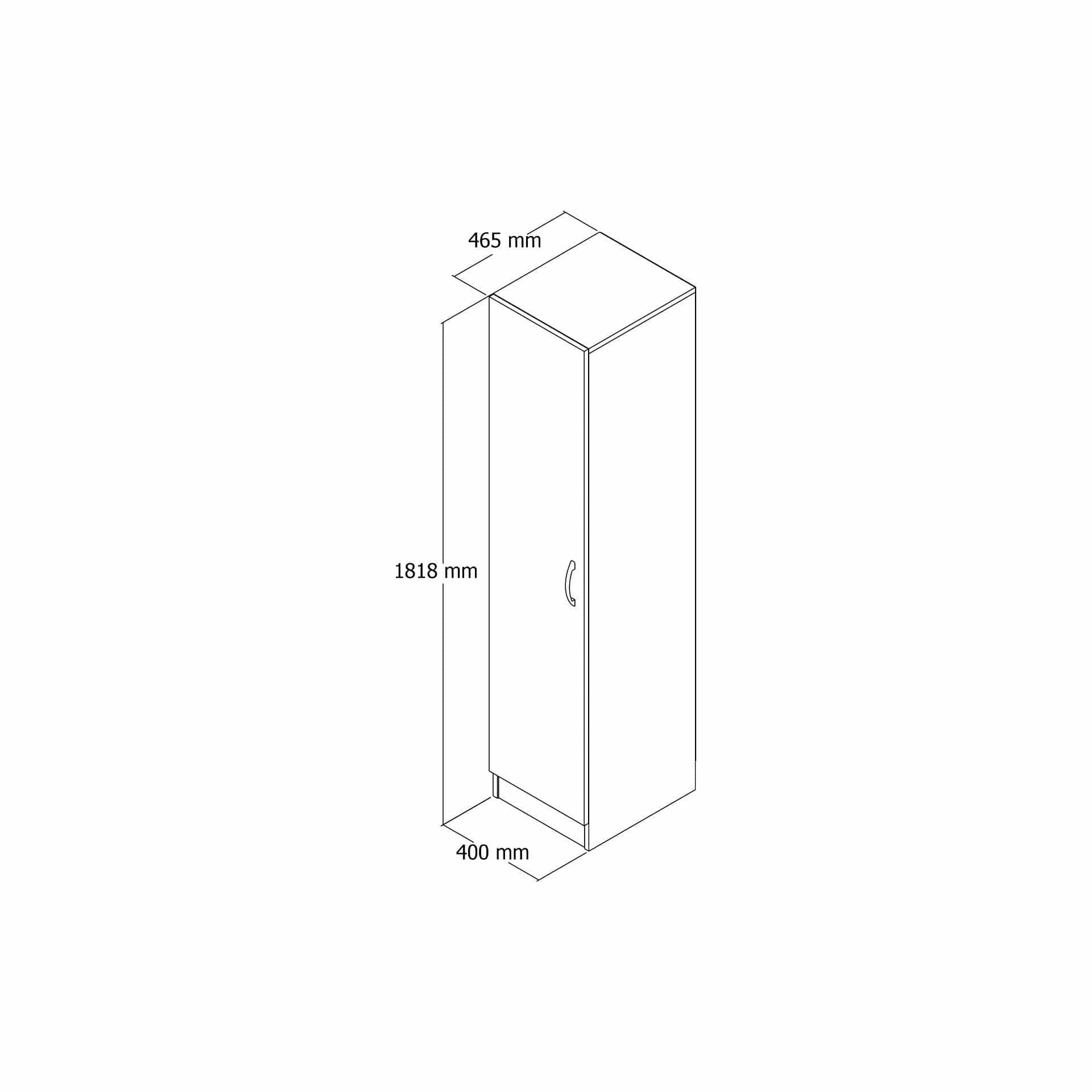 Dulap GRD0302, stejar, PAL melaminat, cu o usa, 40x47x182 cm