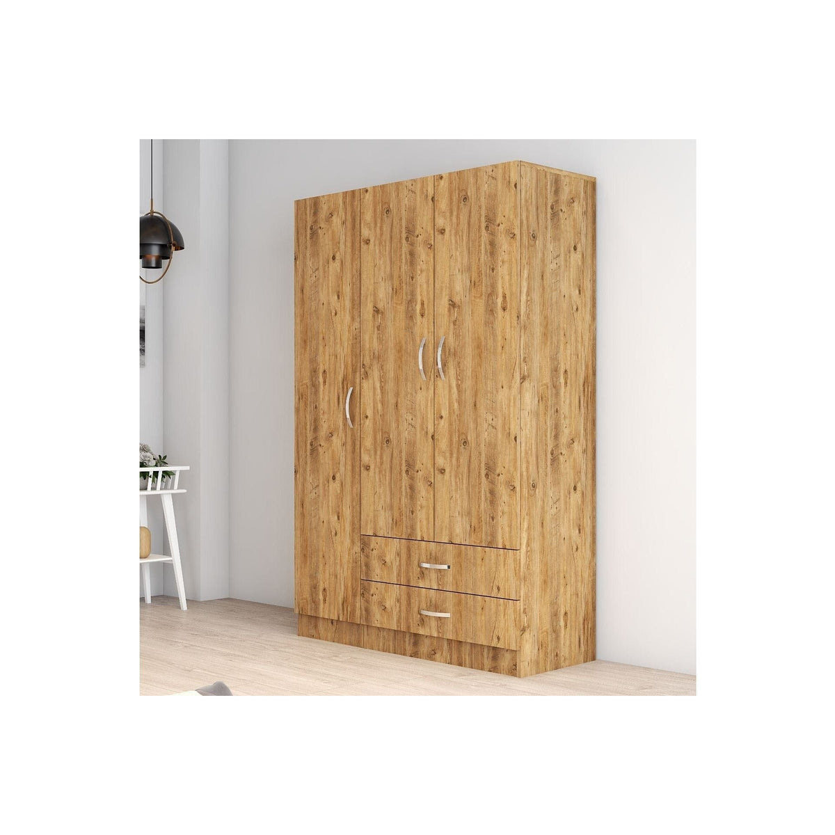 Dulap GRD0502, stejar, PAL melaminat, cu 3 usi si 2 sertare, 120x47x182 cm