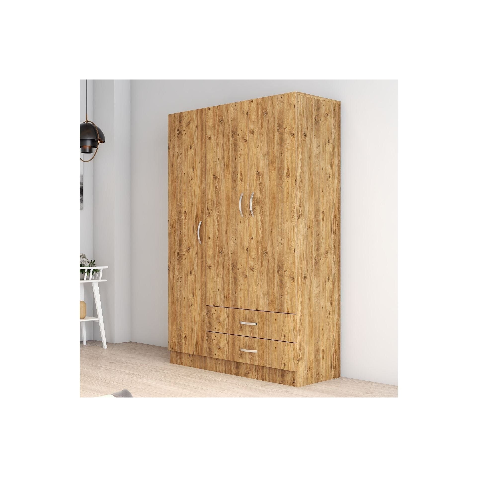 Dulap GRD0502, stejar, PAL melaminat, cu 3 usi si 2 sertare, 120x47x182 cm