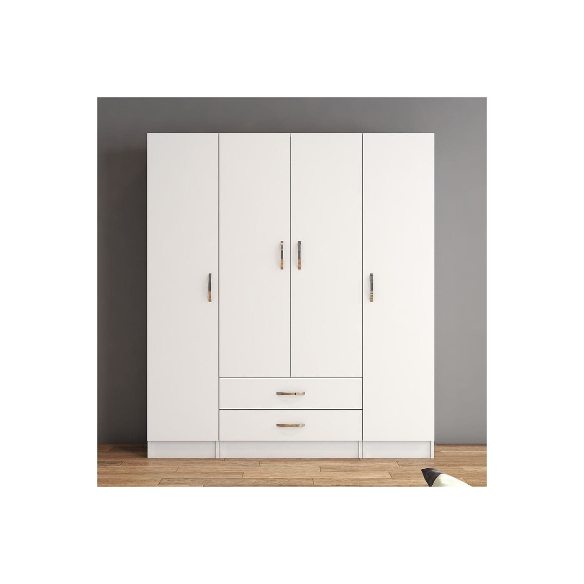 Dulap GRD0601, alb, PAL melaminat, cu 4 usi si 2 sertare, 160x47x182 cm