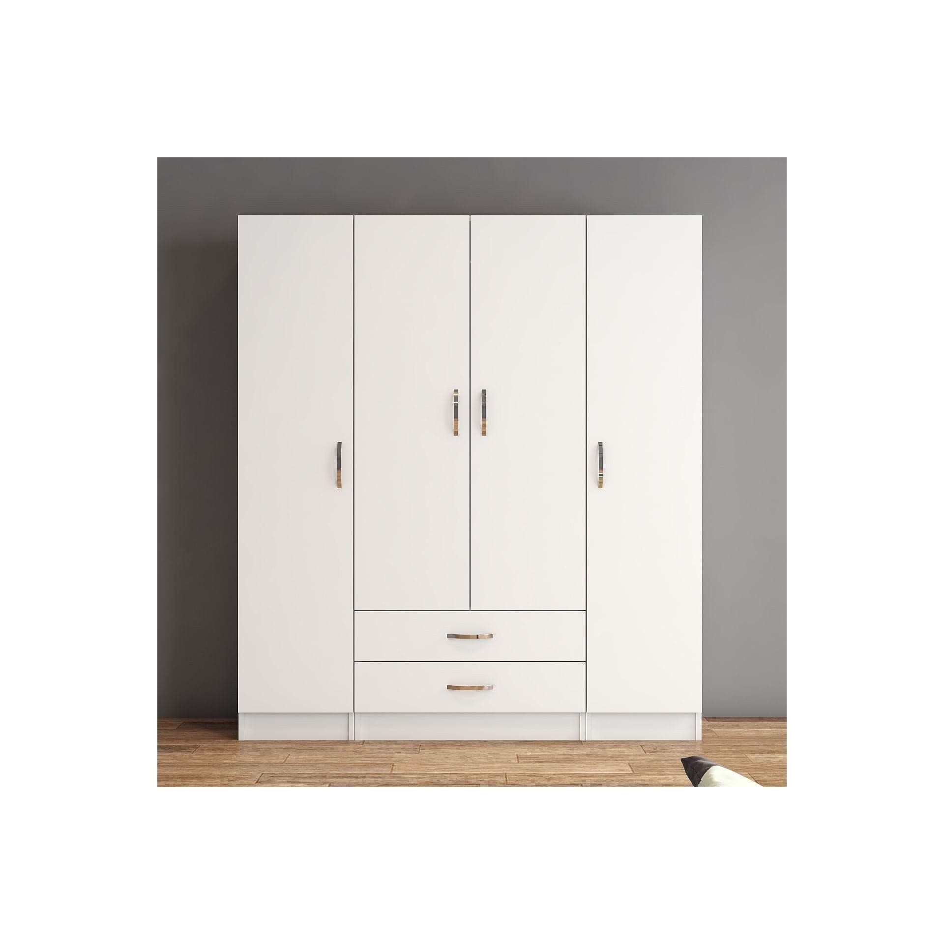 Dulap GRD0601, alb, PAL melaminat, cu 4 usi si 2 sertare, 160x47x182 cm