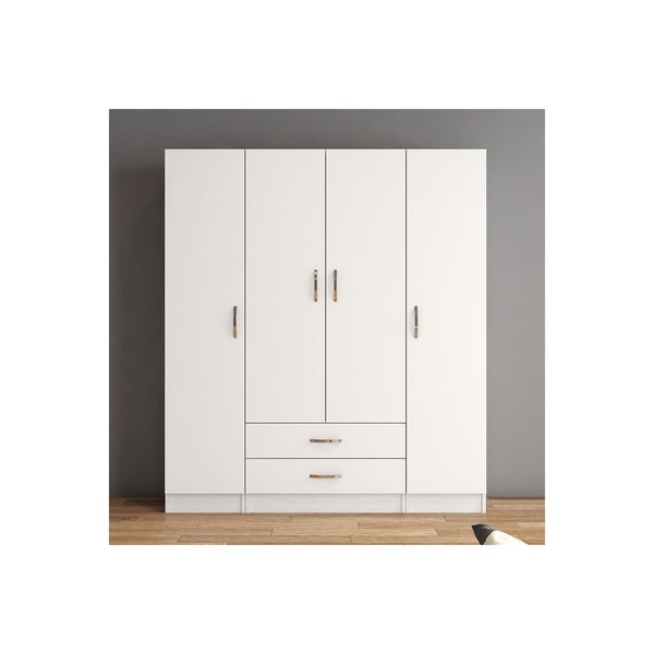 Dulap GRD0601, alb, PAL melaminat, cu 4 usi si 2 sertare, 160x47x182 cm