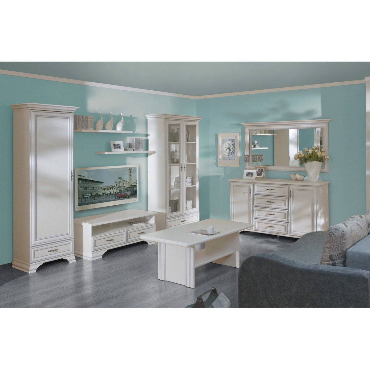 Dulap IDENTO, alb, PAL, cu o usa si un sertar, 70x44x198 cm