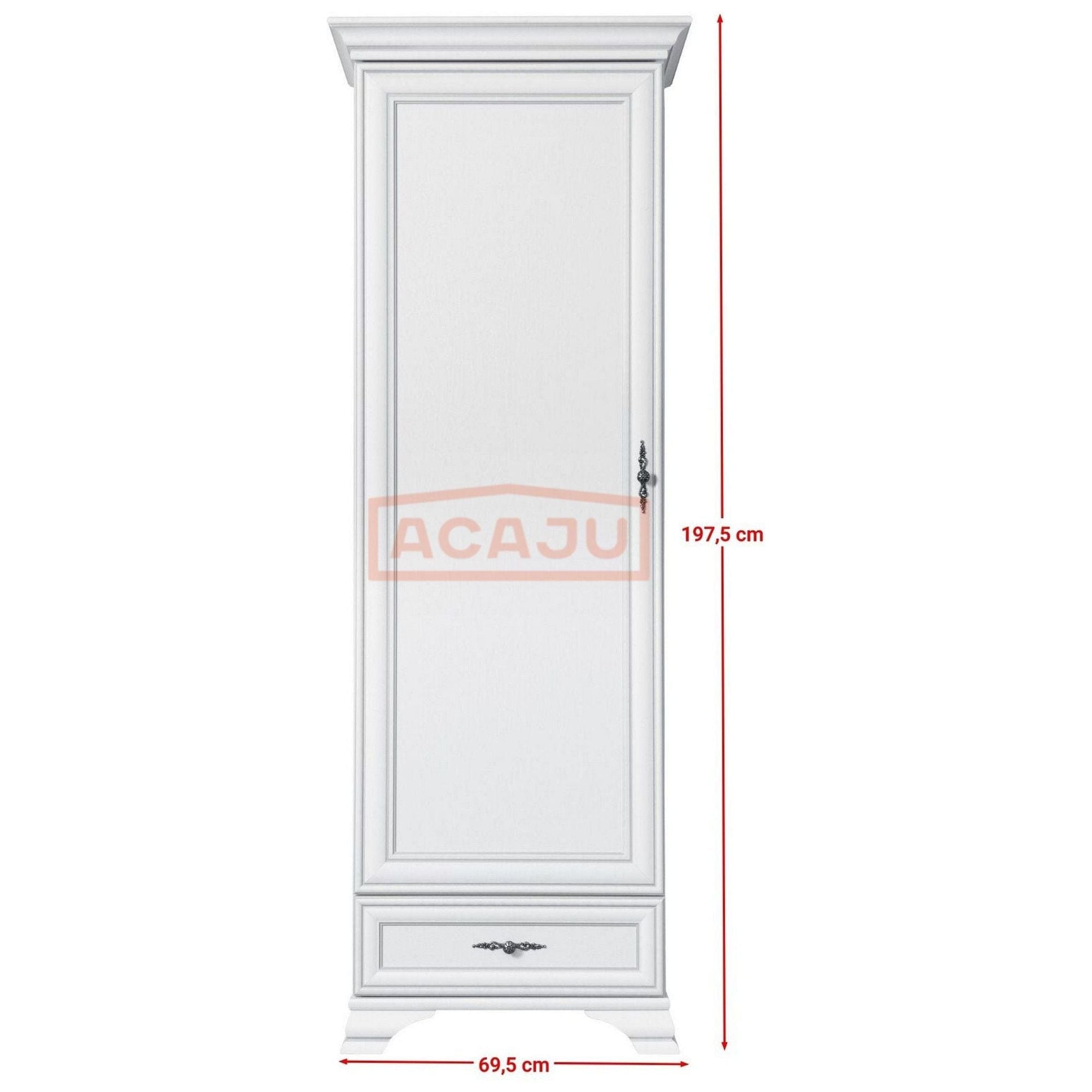 Dulap IDENTO, alb, PAL, cu o usa si un sertar, 70x44x198 cm