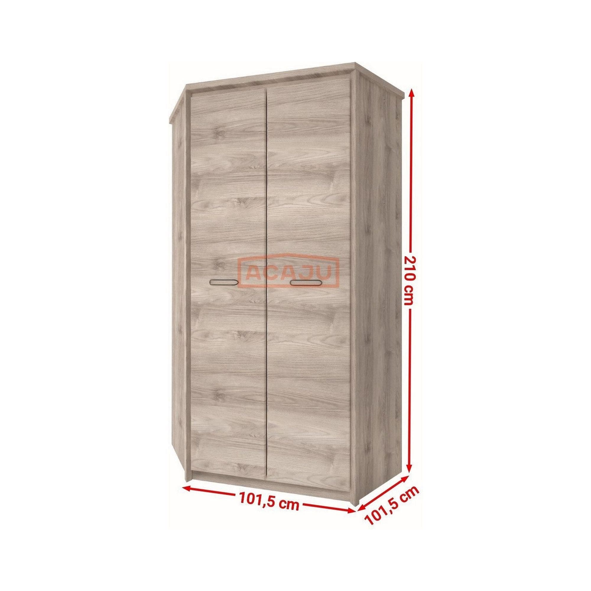 Dulap JAZZ, stejar, PAL laminat, cu 2 usi, 101x101x210 cm