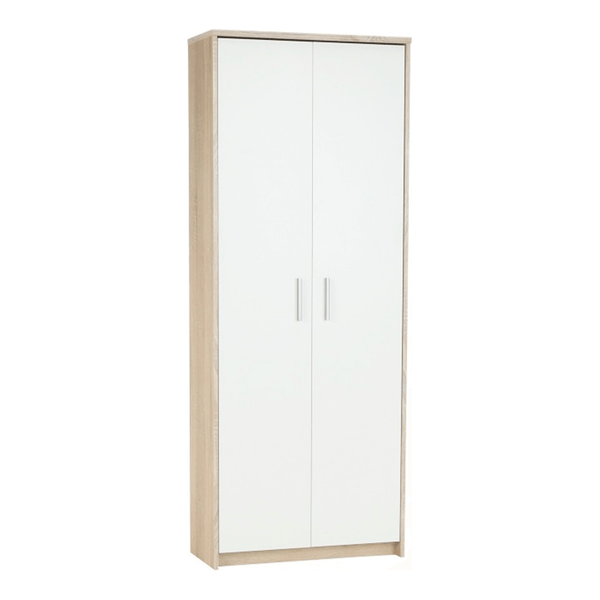 Dulap JOHAN 2 NEW 05, stejar sonoma/alb, DTD laminat, cu 2 usi, 73x34x186 cm