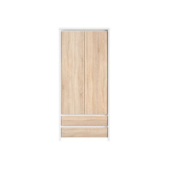 Dulap KASPIAN, stejar sonoma/alb, PAL, cu 2 usi si 2 sertare, 90x56x201 cm