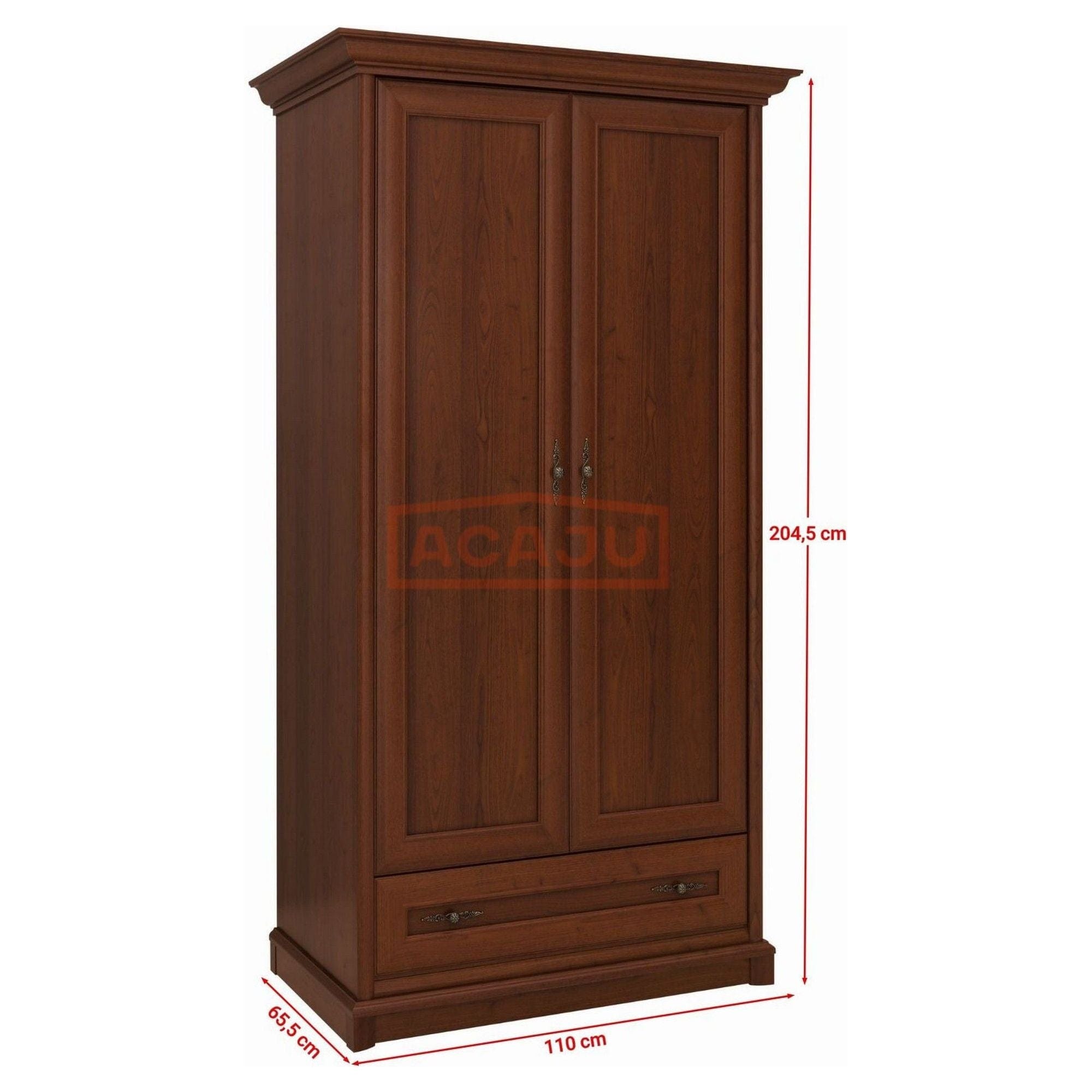 Dulap KENT, castan, PAL, cu 2 usi si un sertar, 110x66x205 cm
