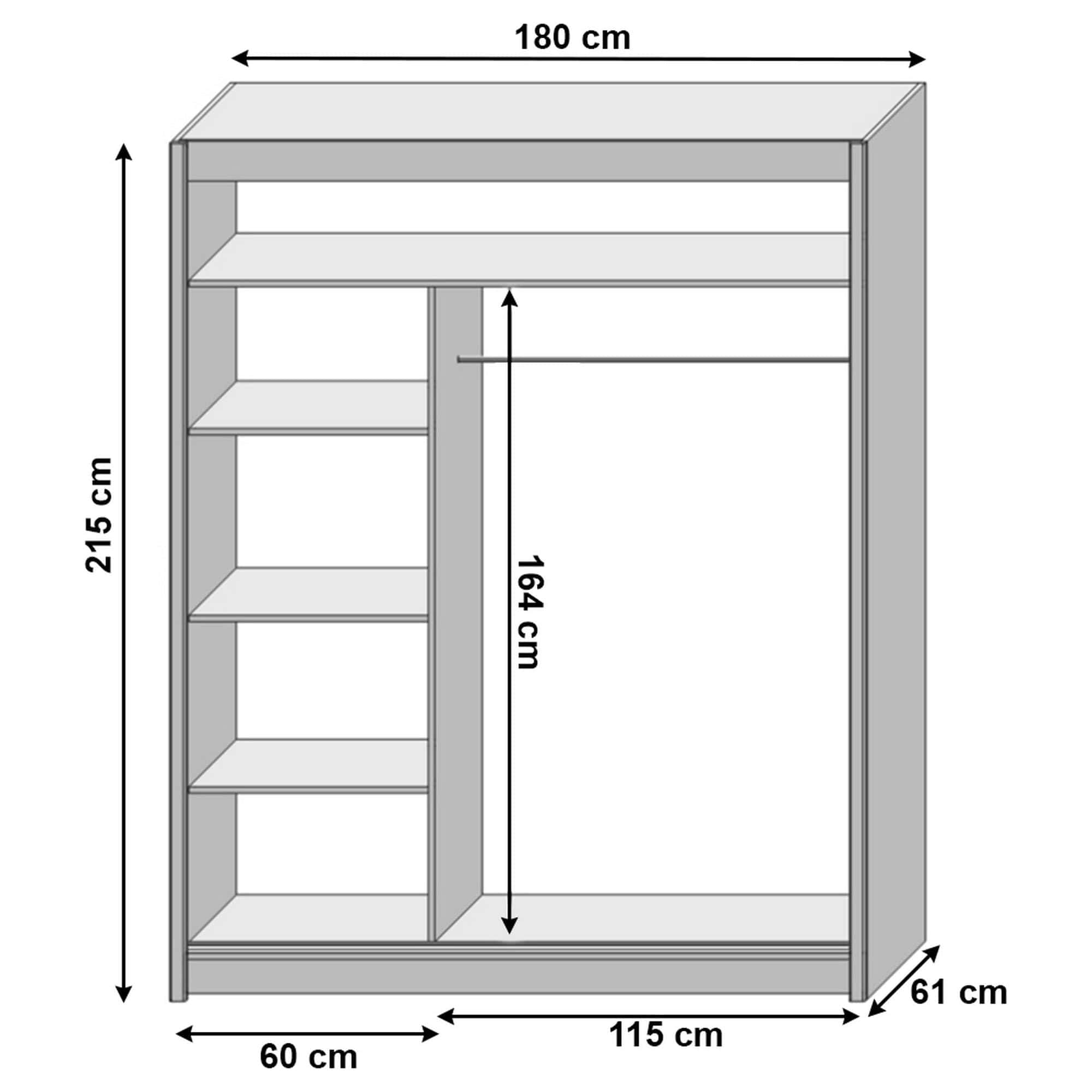 Dulap LOW, alb, DTD laminat, cu 2 usi, 180x61x215 cm
