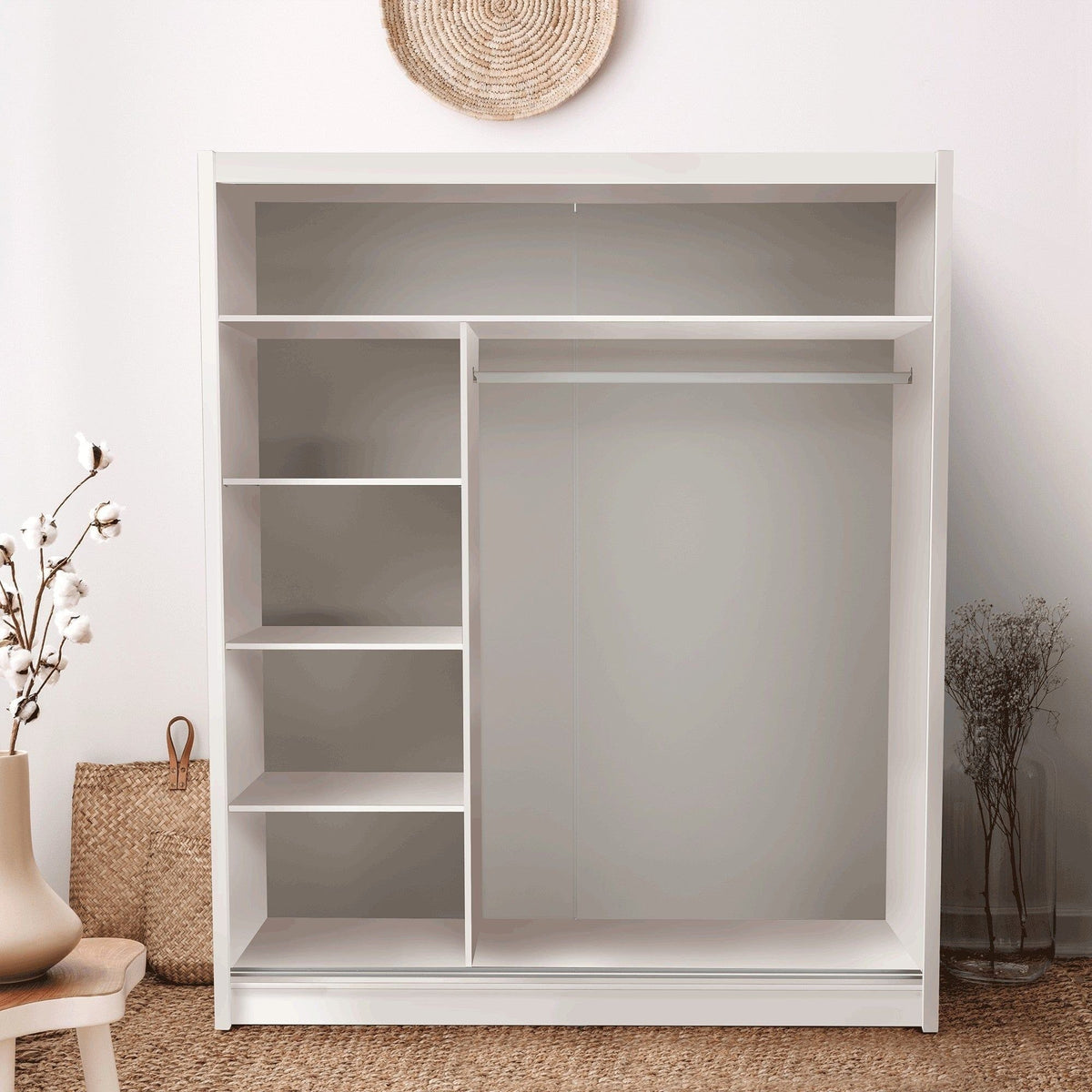 Dulap LOW, alb, DTD laminat, cu 2 usi, 180x61x215 cm