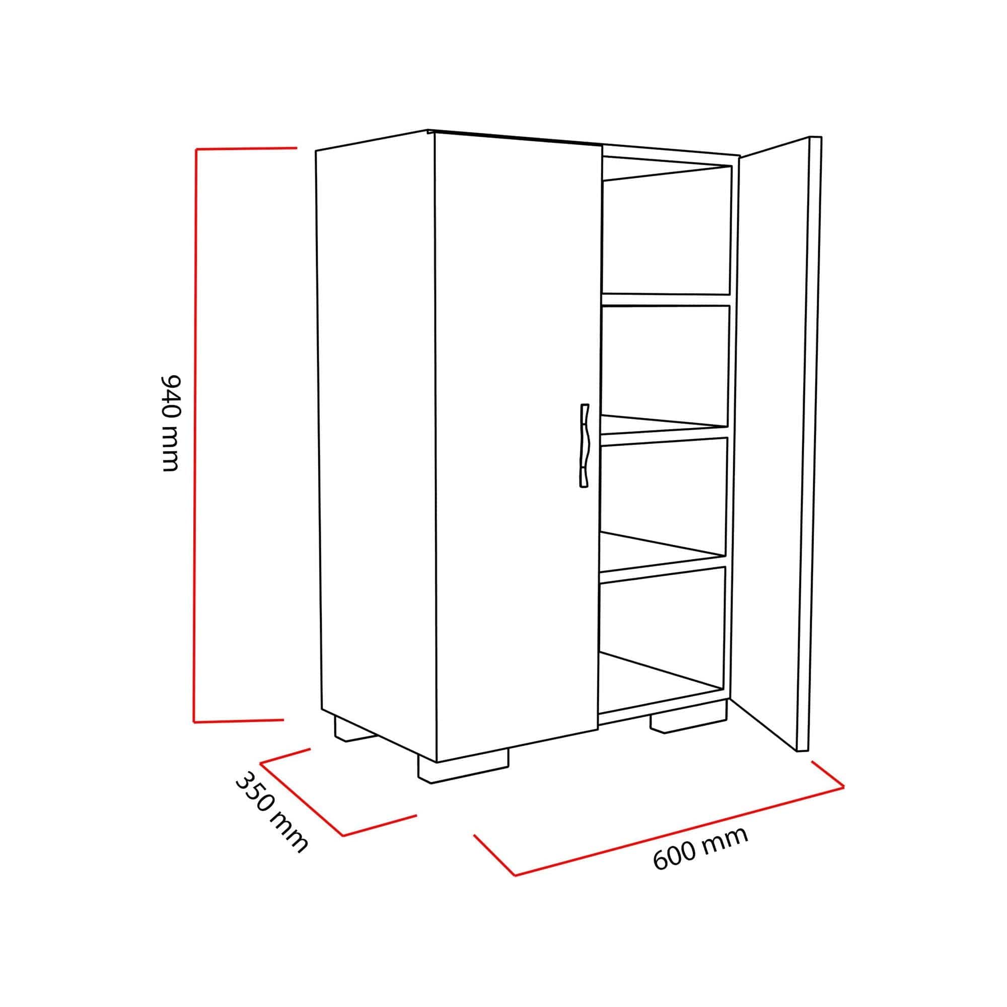 Dulap MADA4 AYAK, alb, PAL melaminat, cu 2 usi, 60x35x94 cm
