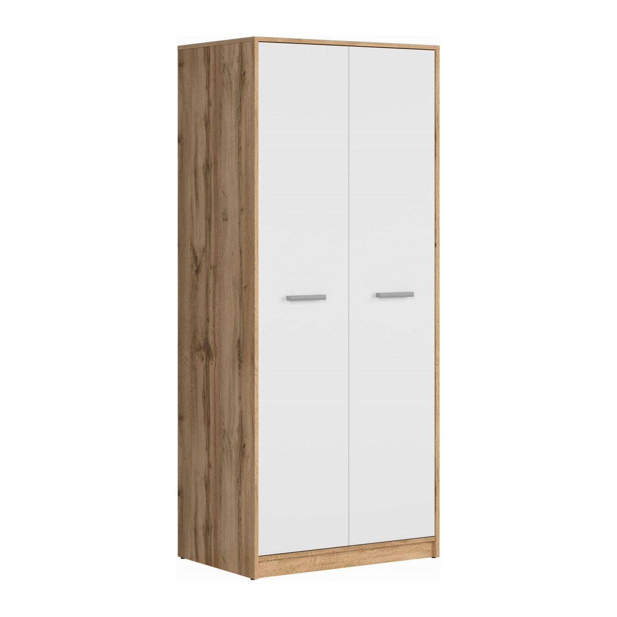 Dulap MATOS, alb/stejar, PAL, cu doua usi, 80x55x189 cm