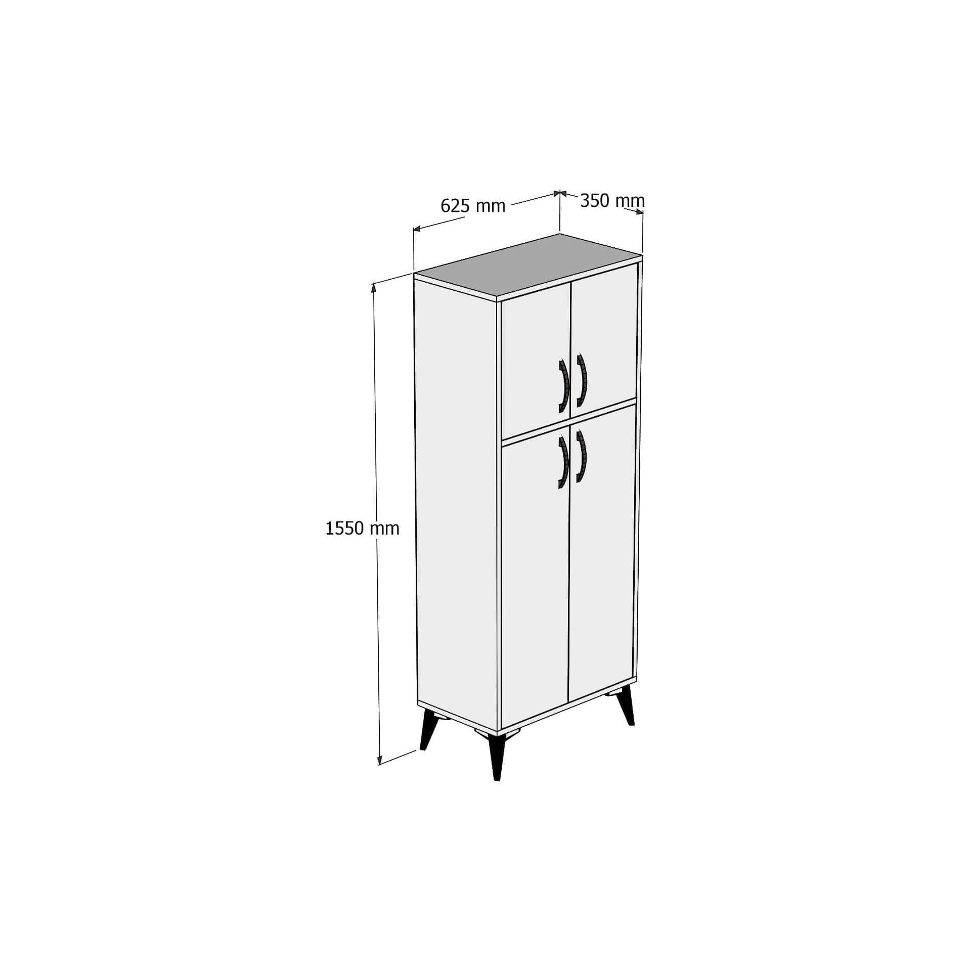 Dulap MDL0101, alb, PAL melaminat, cu 4 usi, 63x35x155 cm