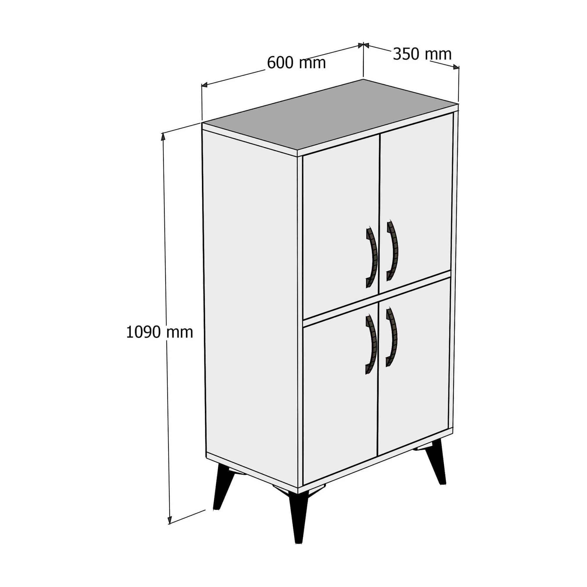 Dulap MDL0201, alb, PAL melaminat, cu 4 usi, 60x35x109 cm