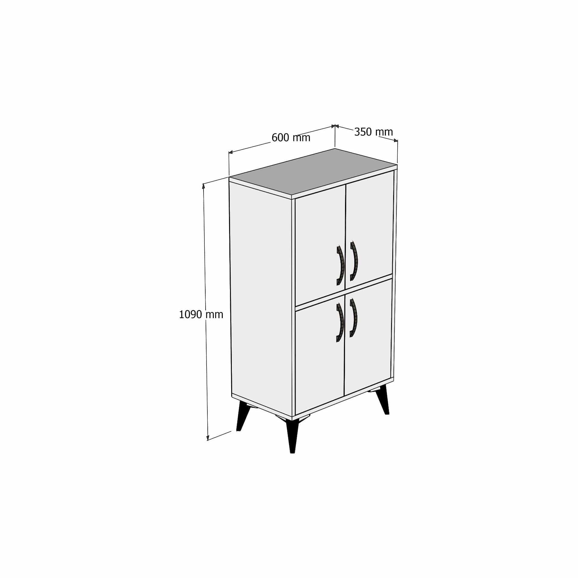 Dulap MDL0202, stejar, PAL melaminat, cu 4 usi, 60x35x109 cm