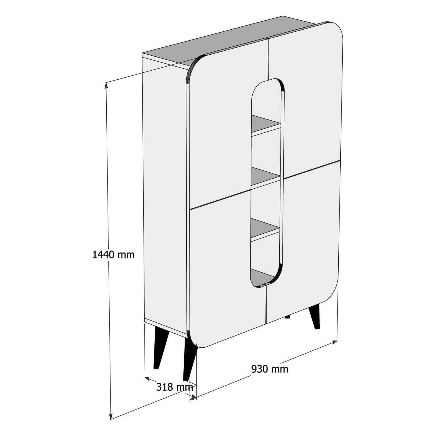 Dulap MINE, nuc, PAL melaminat, cu 2 usi, 93x32x144 cm