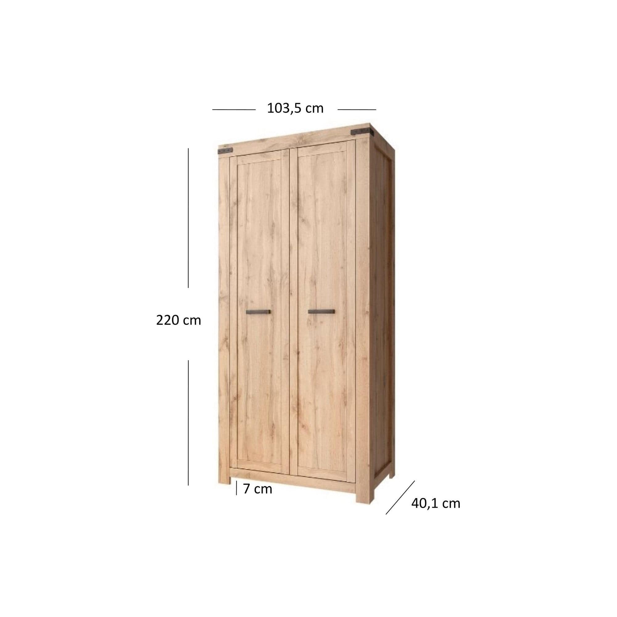Dulap MORTIZ, stejar wotan, PAL laminat, cu 2 usi, 104x40x220 cm