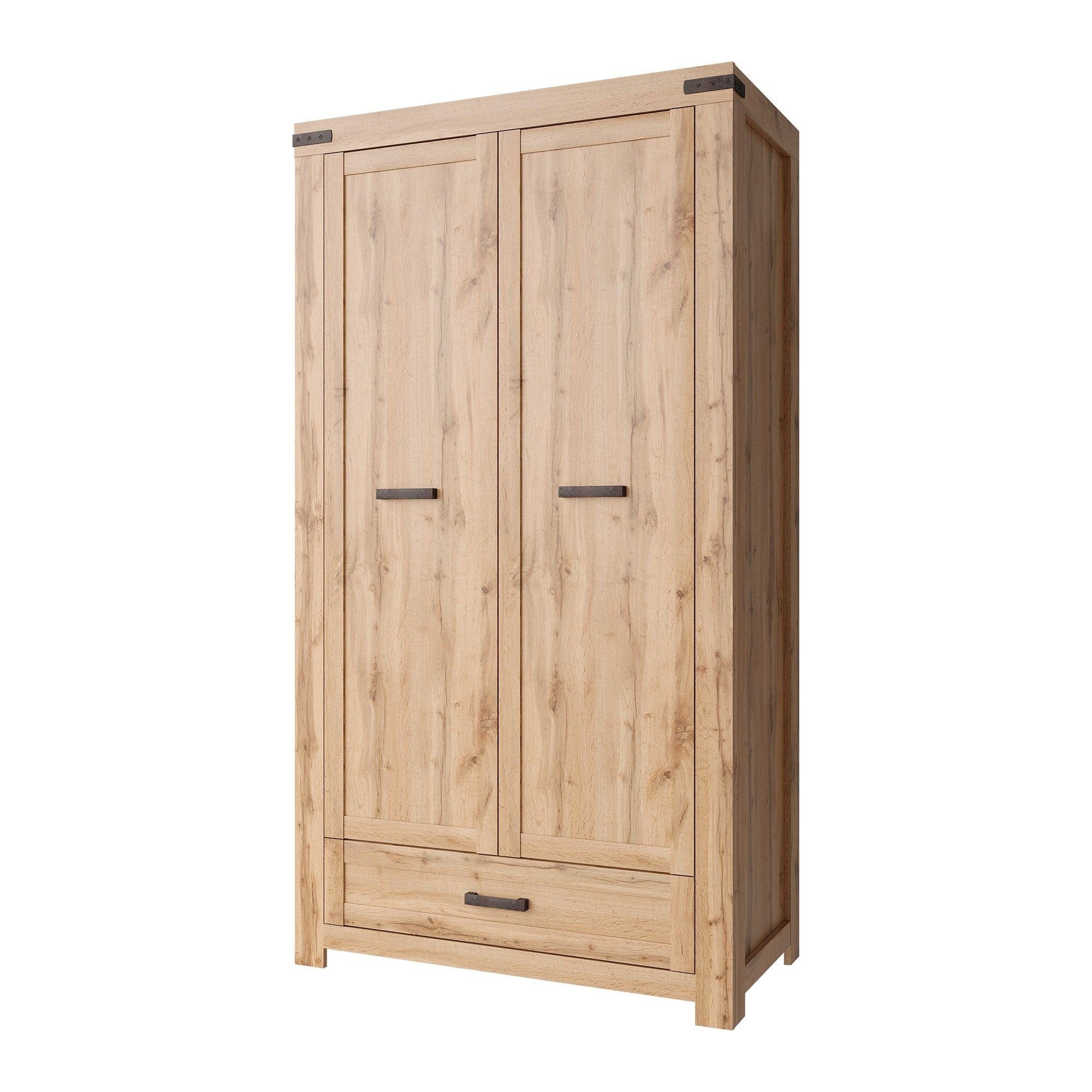 Dulap MORTIZ, stejar wotan, PAL laminat, cu 2 usi si un sertar, 113x60x210 cm