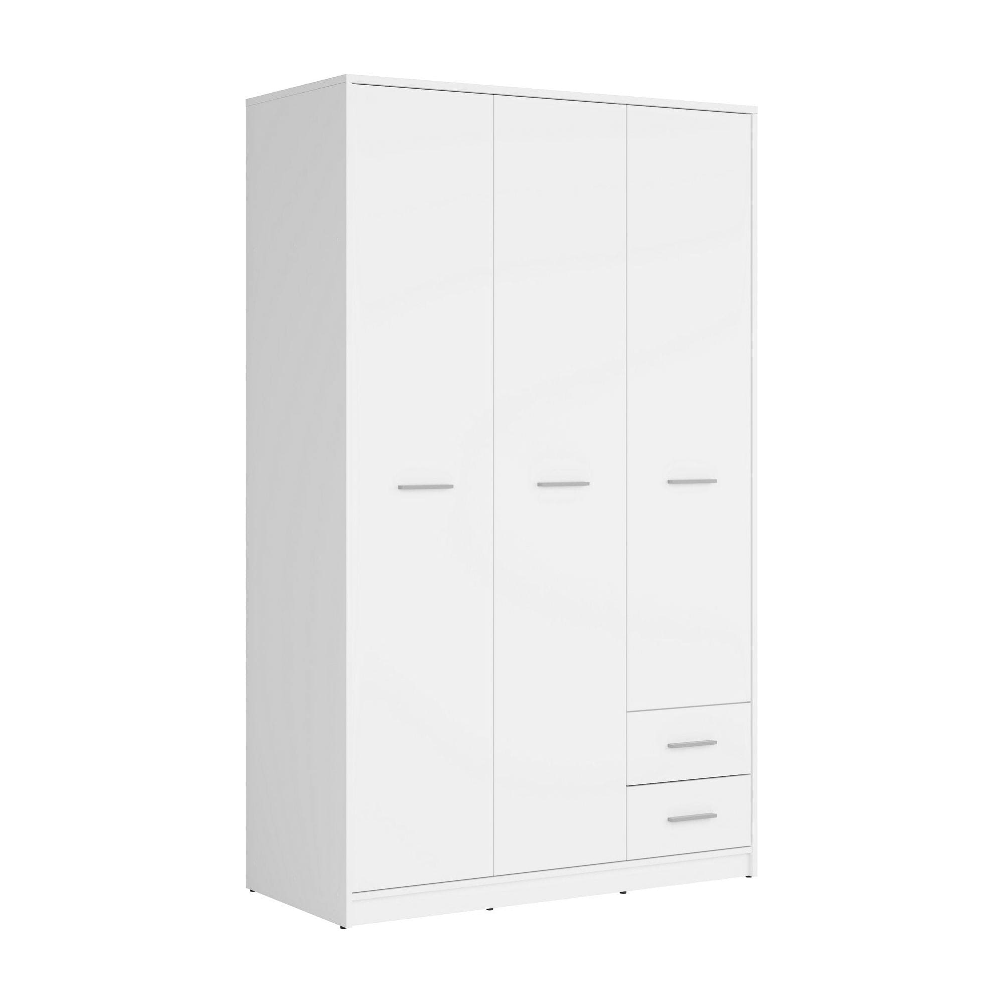 Dulap NEPO PLUS, alb, PAL, cu 3 usi si 2 sertare, 119x55x197 cm