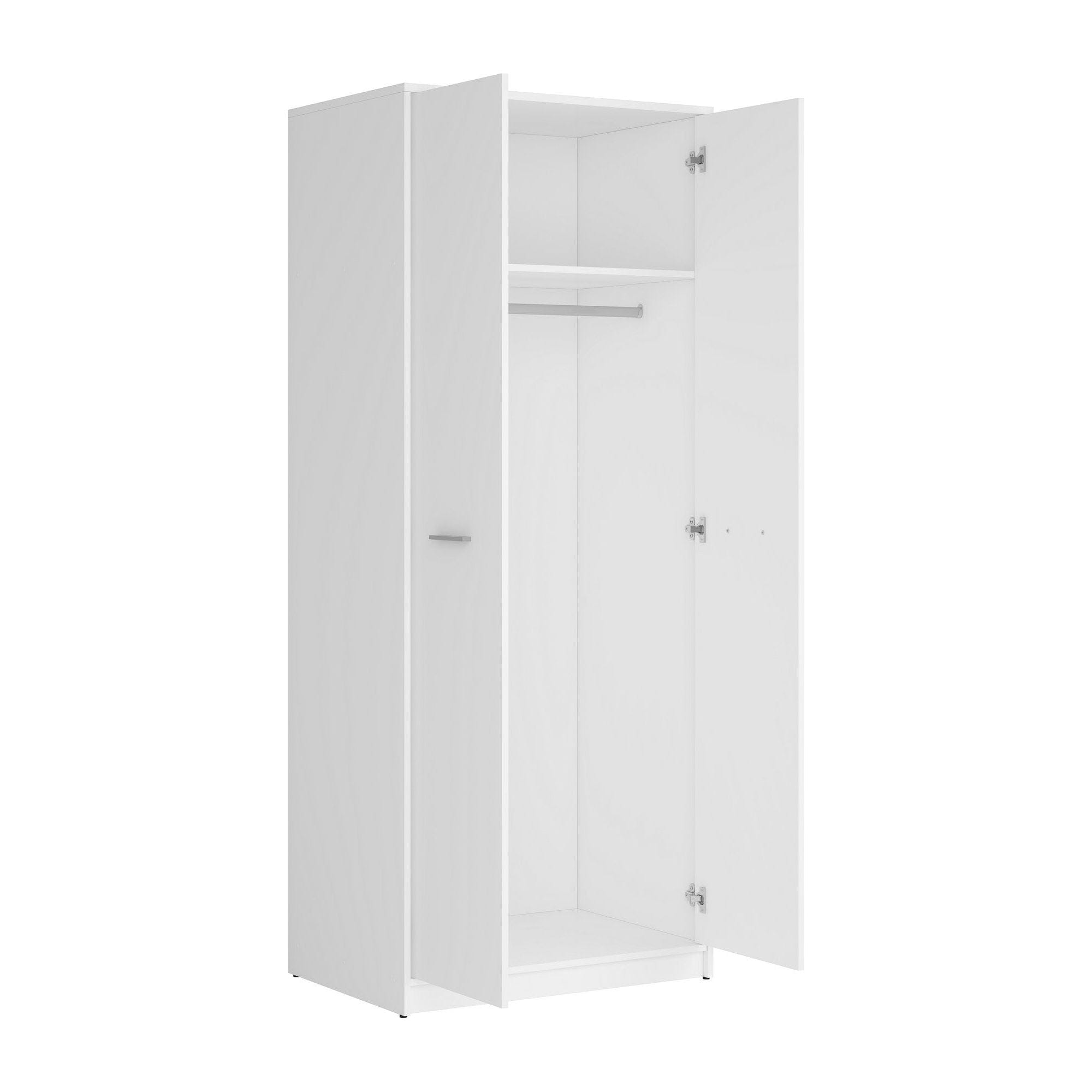 Dulap NEPO PLUS, alb, PAL laminat, cu 2 usi, 80x55x197 cm