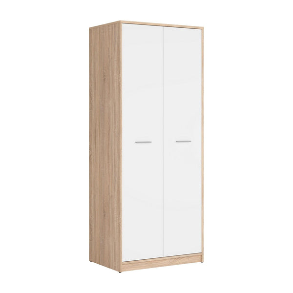 Dulap NEPO PLUS, alb/stejar sonoma, PAL, cu 2 usi, 80x55x197 cm