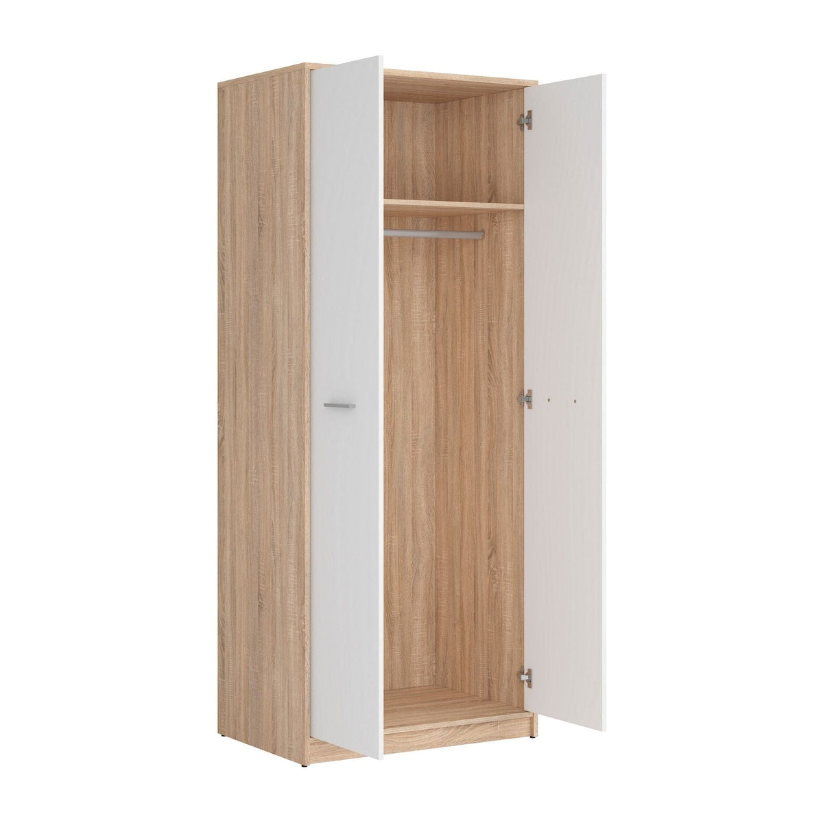 Dulap NEPO PLUS, alb/stejar sonoma, PAL, cu 2 usi, 80x55x197 cm