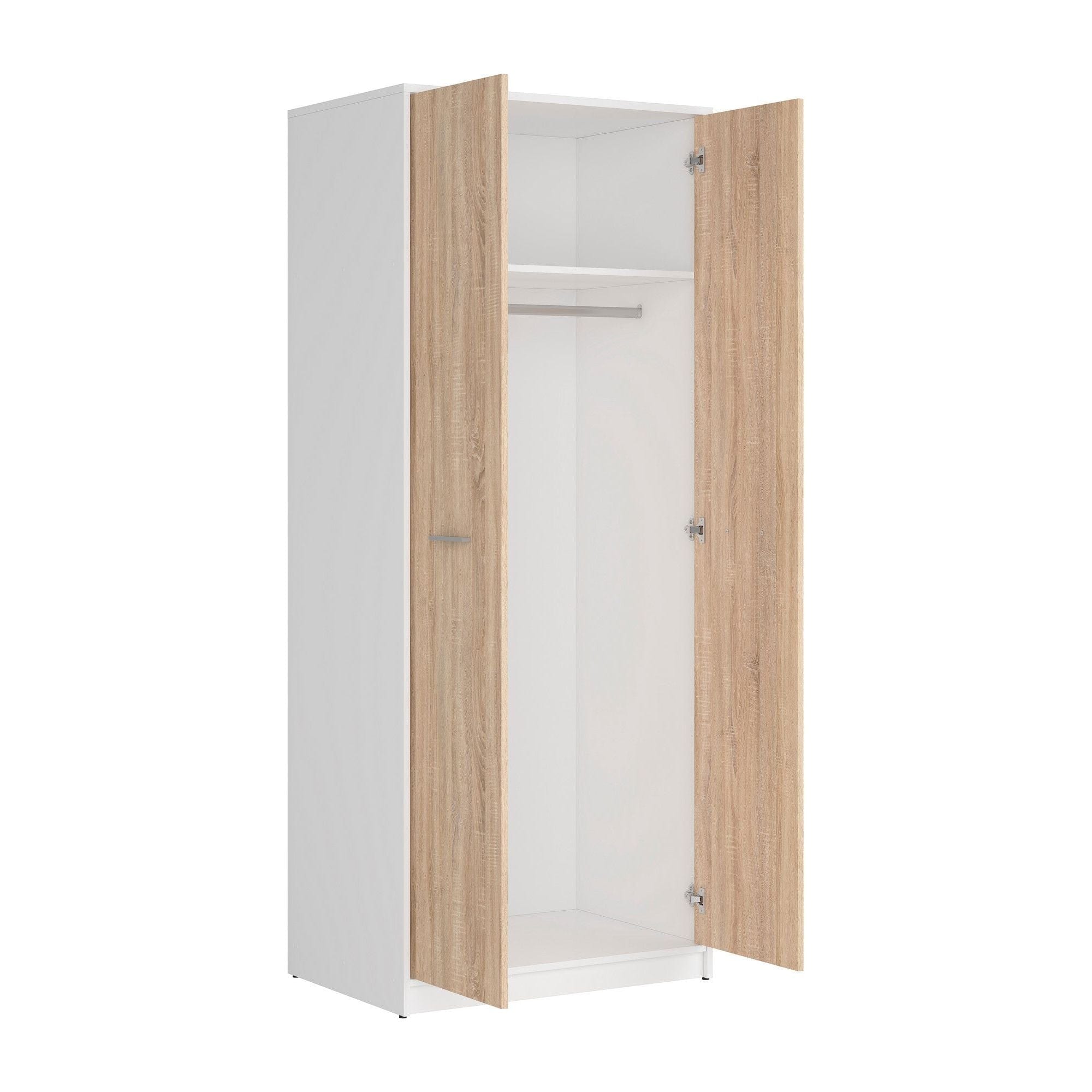 Dulap NEPO PLUS, stejar sonoma/alb, PAL, cu 2 usi, 80x55x197 cm