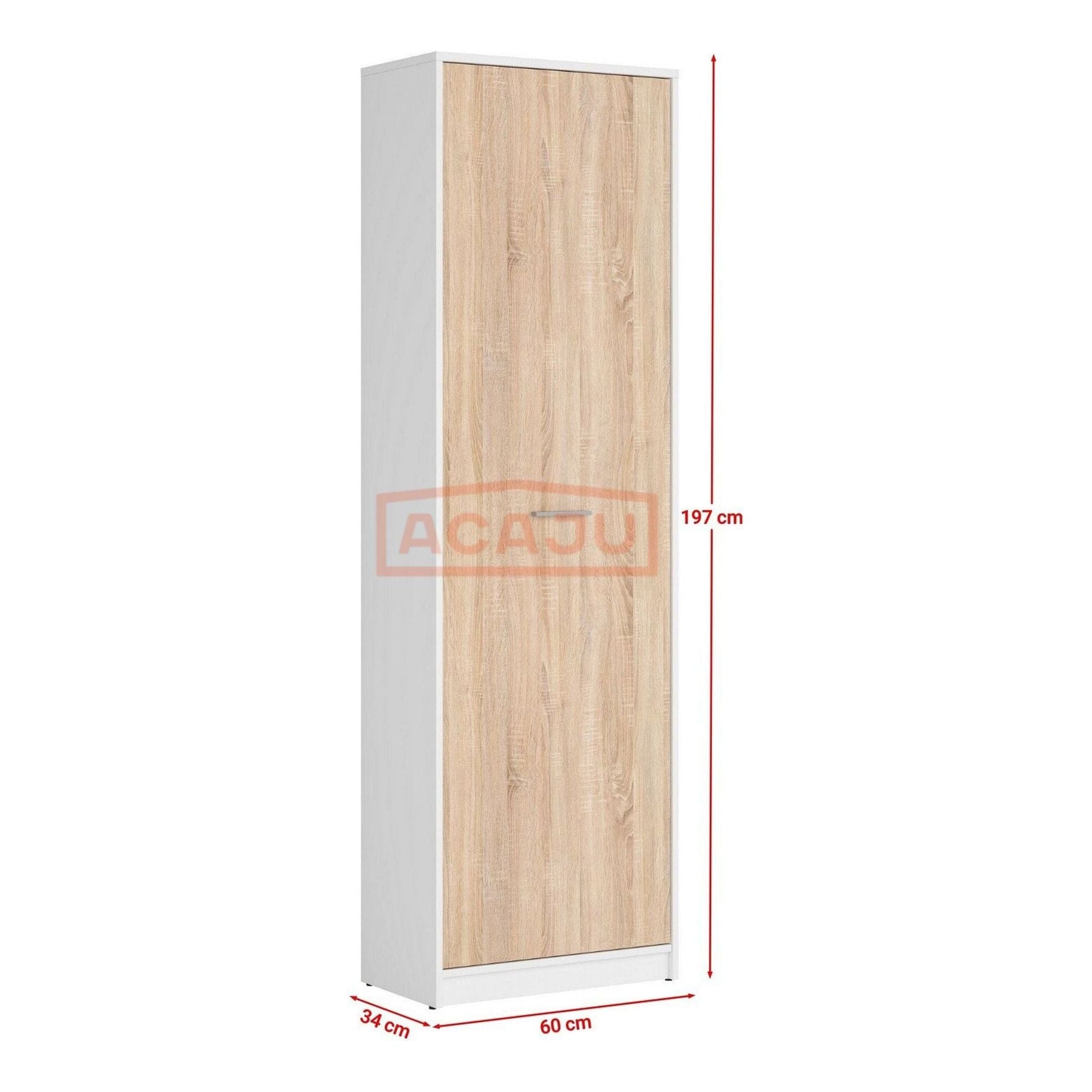 Dulap NEPO PLUS, stejar sonoma/alb, PAL, cu o usa, 60x34x197 cm