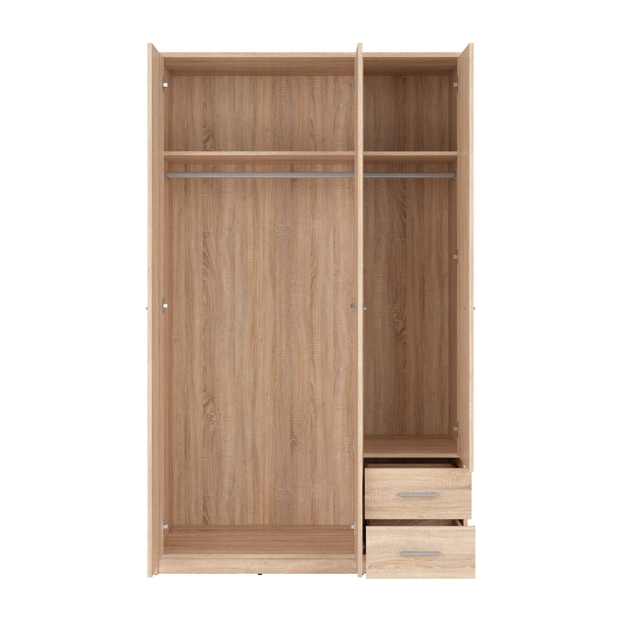 Dulap NEPO PLUS, stejar sonoma, PAL, cu 3 usi si 2 sertare, 119x55x197 cm
