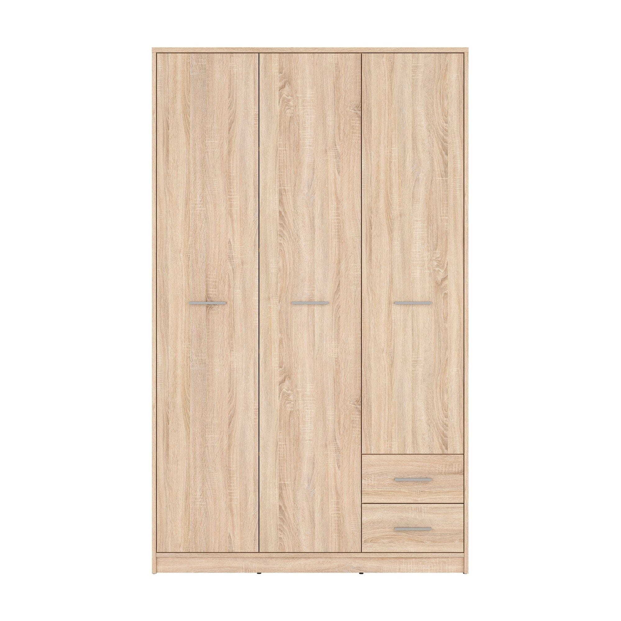 Dulap NEPO PLUS, stejar sonoma, PAL, cu 3 usi si 2 sertare, 119x55x197 cm