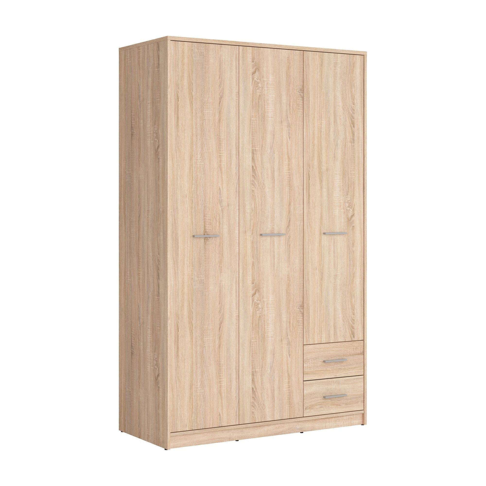 Dulap NEPO PLUS, stejar sonoma, PAL, cu 3 usi si 2 sertare, 119x55x197 cm
