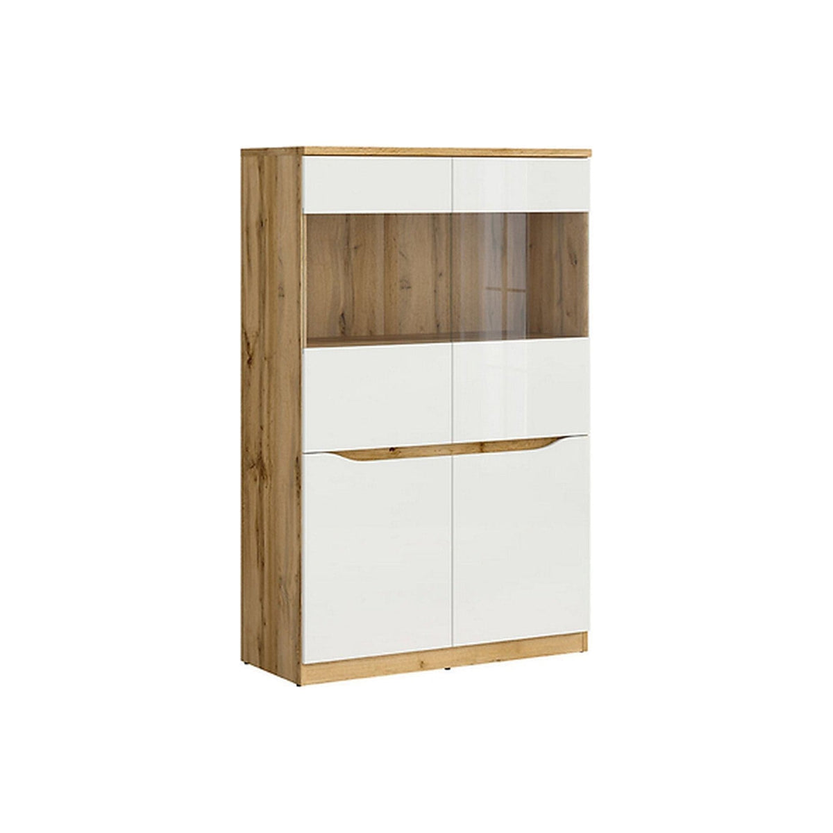 Dulap NUIS, alb lucios/stejar, PAL, 40x90x143 cm