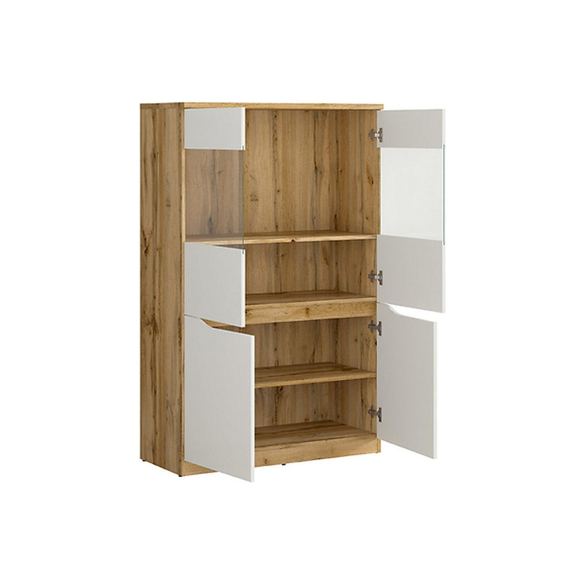 Dulap NUIS, alb lucios/stejar, PAL, 40x90x143 cm