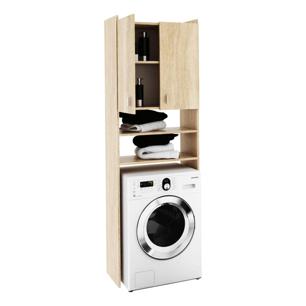 Dulap pentru masina de spalat NATALI, stejar sonoma, PAL melaminat, cu 2 usi, 64x32x190 cm