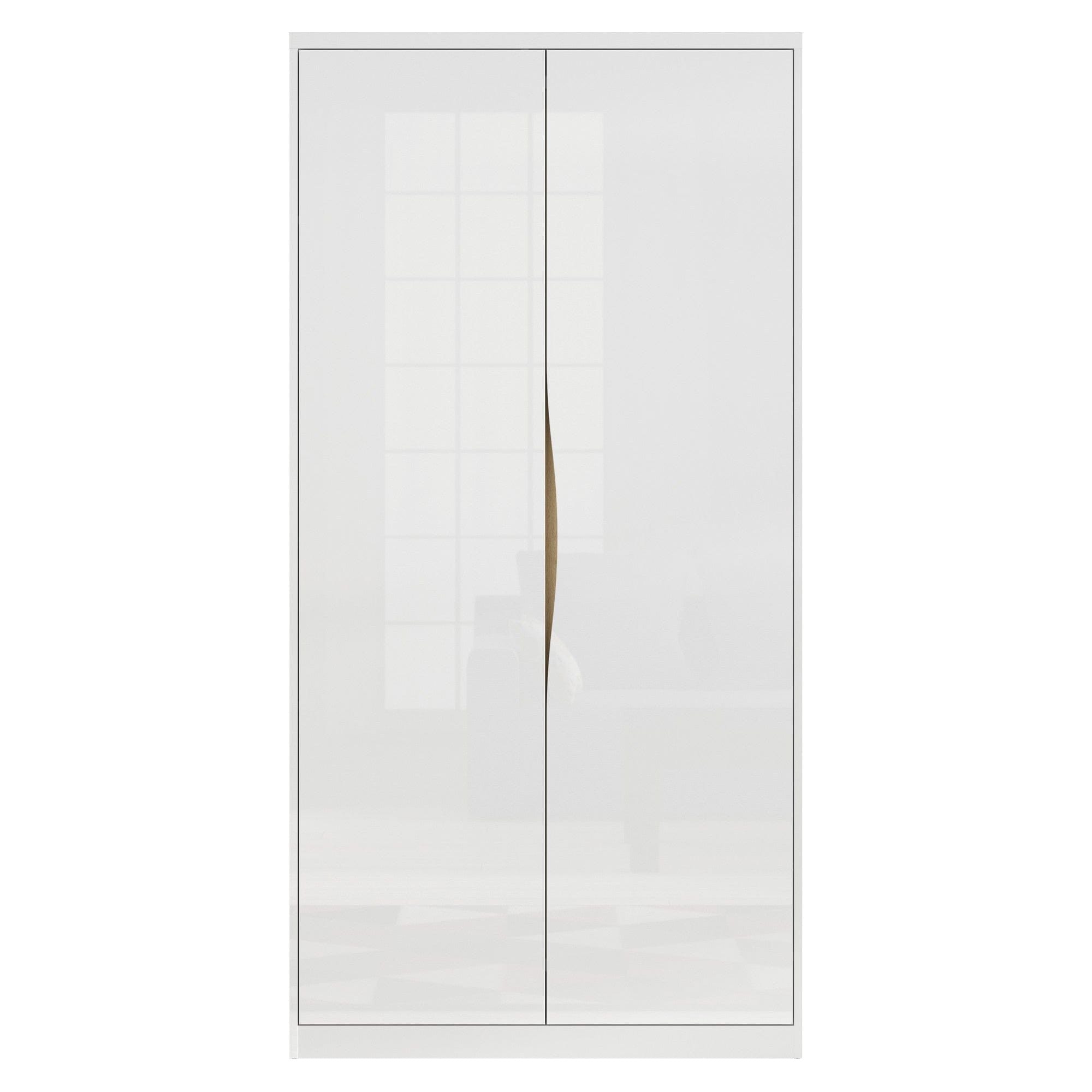 Dulap POLI, alb lucios, PAL, cu 2 usi, 100x60x201 cm