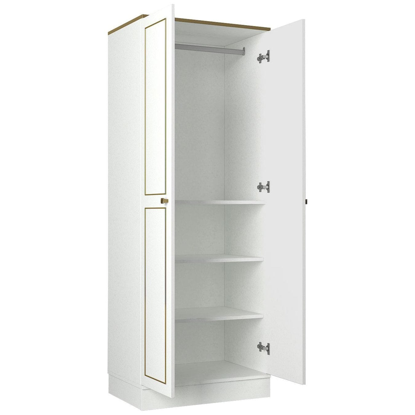 Dulap RAVENNA 2 KAPILI, alb/auriu, PAL melaminat, cu 2 usi, 70x48x194 cm