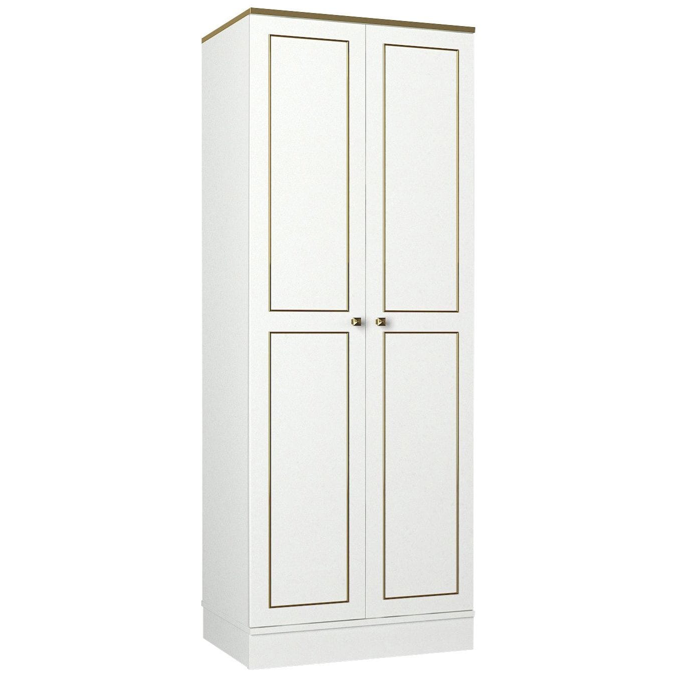Dulap RAVENNA 2 KAPILI, alb/auriu, PAL melaminat, cu 2 usi, 70x48x194 cm