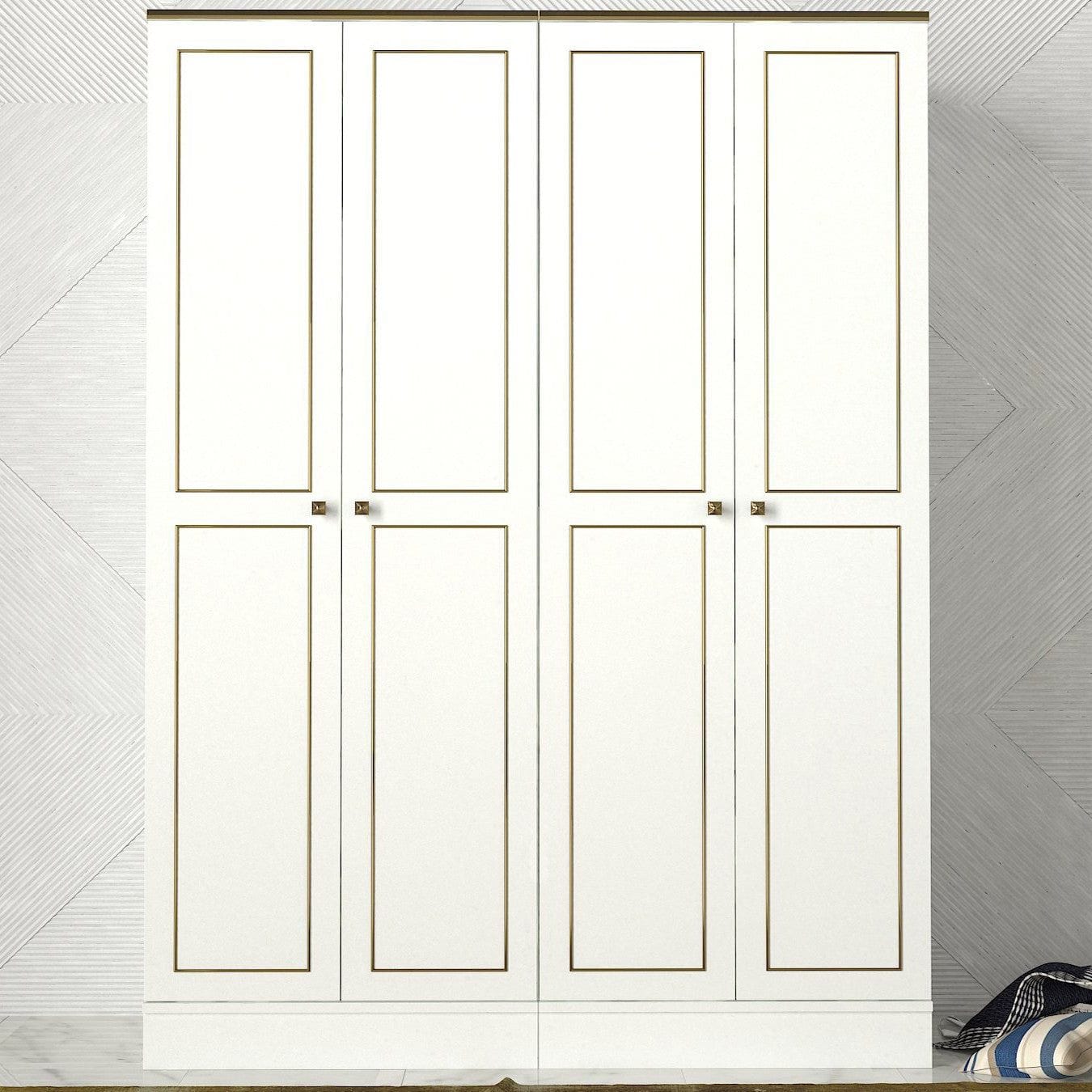 Dulap RAVENNA, alb, PAL melaminat, cu 4 usi, 140x47x194 cm