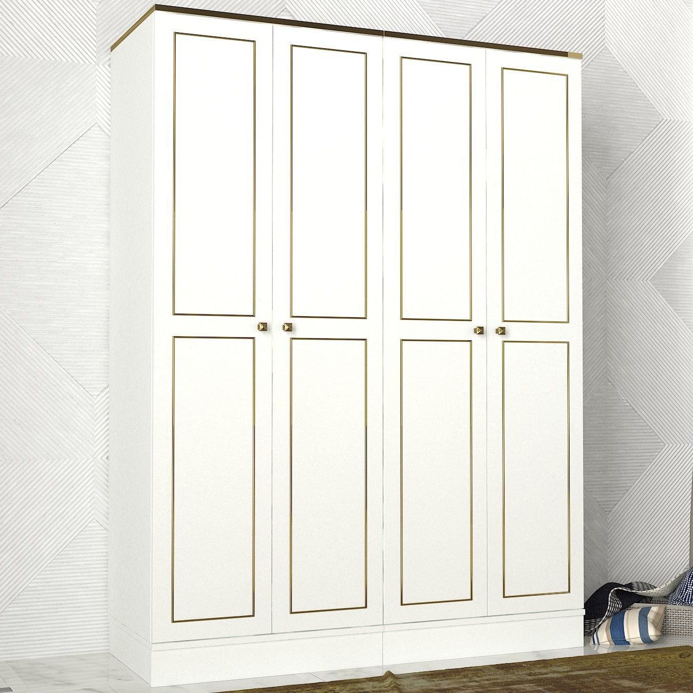Dulap RAVENNA, alb, PAL melaminat, cu 4 usi, 140x47x194 cm