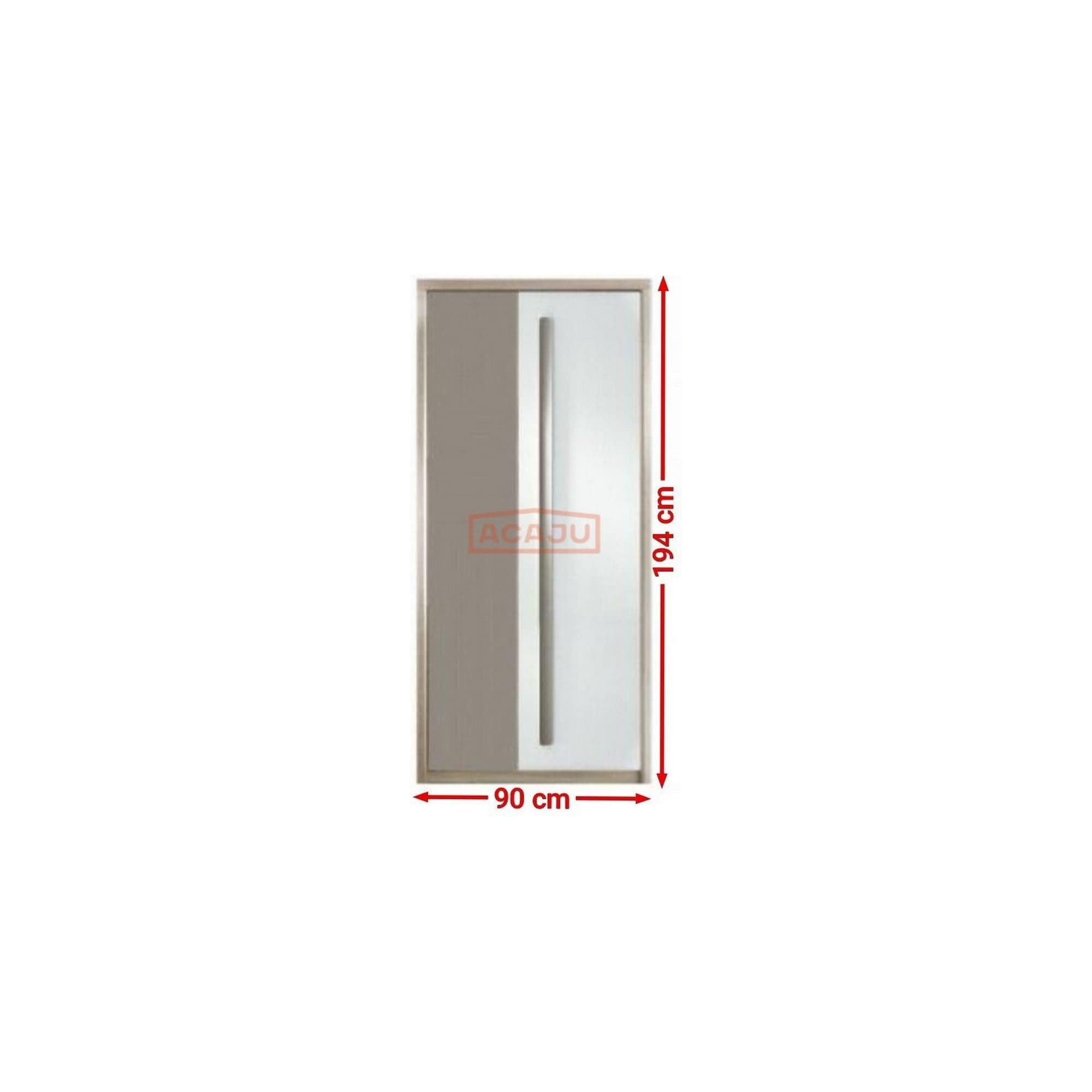 Dulap ROMA 1, stejar/alb lucios/gri mat, PAL laminat/insertii PVC, cu 2 usi, 90x53x194 cm