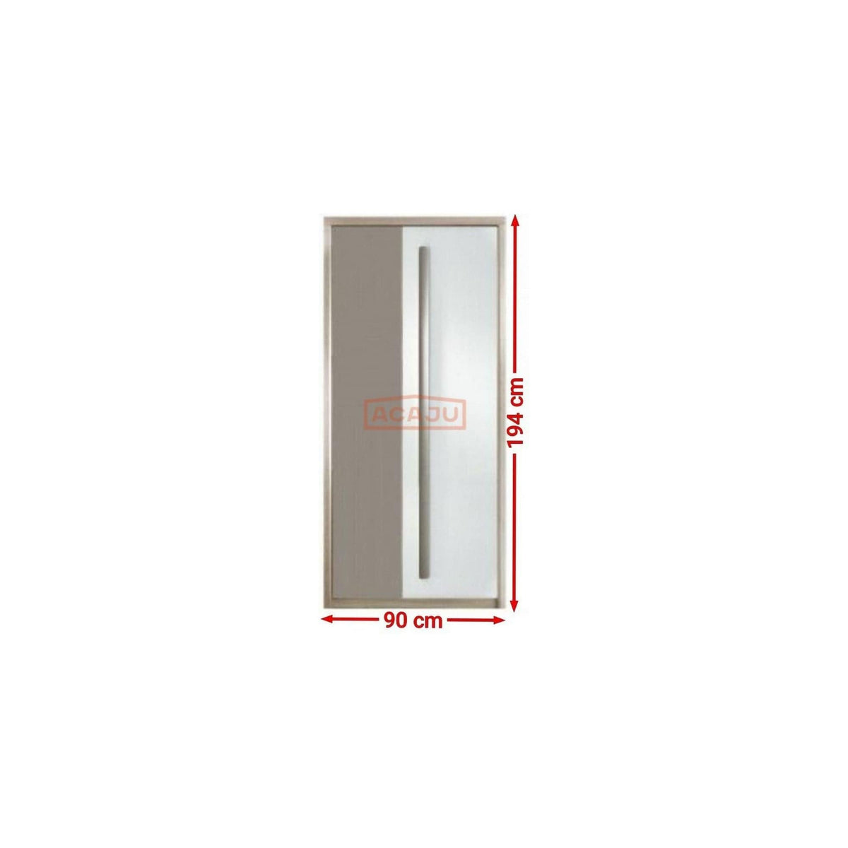 Dulap ROMA 1, stejar/alb lucios/gri mat, PAL laminat/insertii PVC, cu 2 usi, 90x53x194 cm