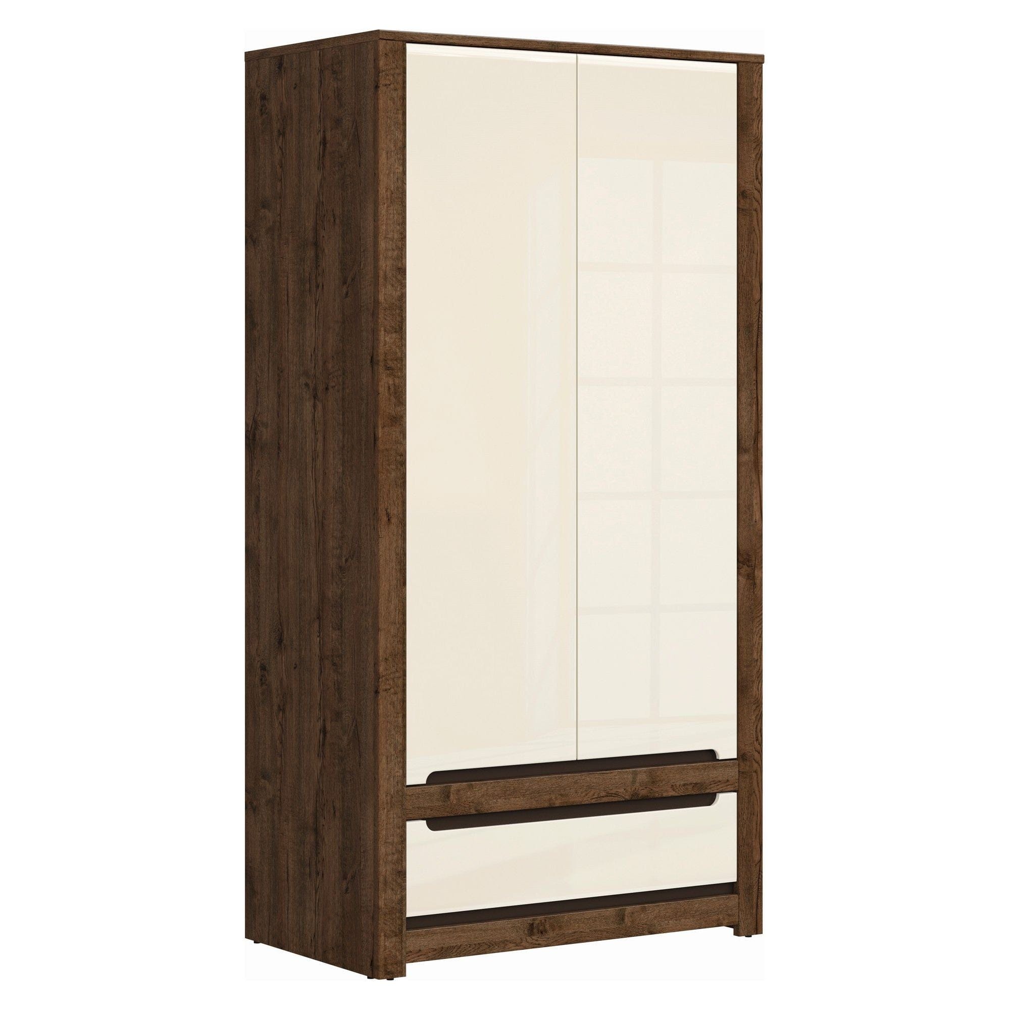 Dulap RUSO, stejar april/alb perla, PAL, cu 2 usi si un sertar, 104x61x205 cm