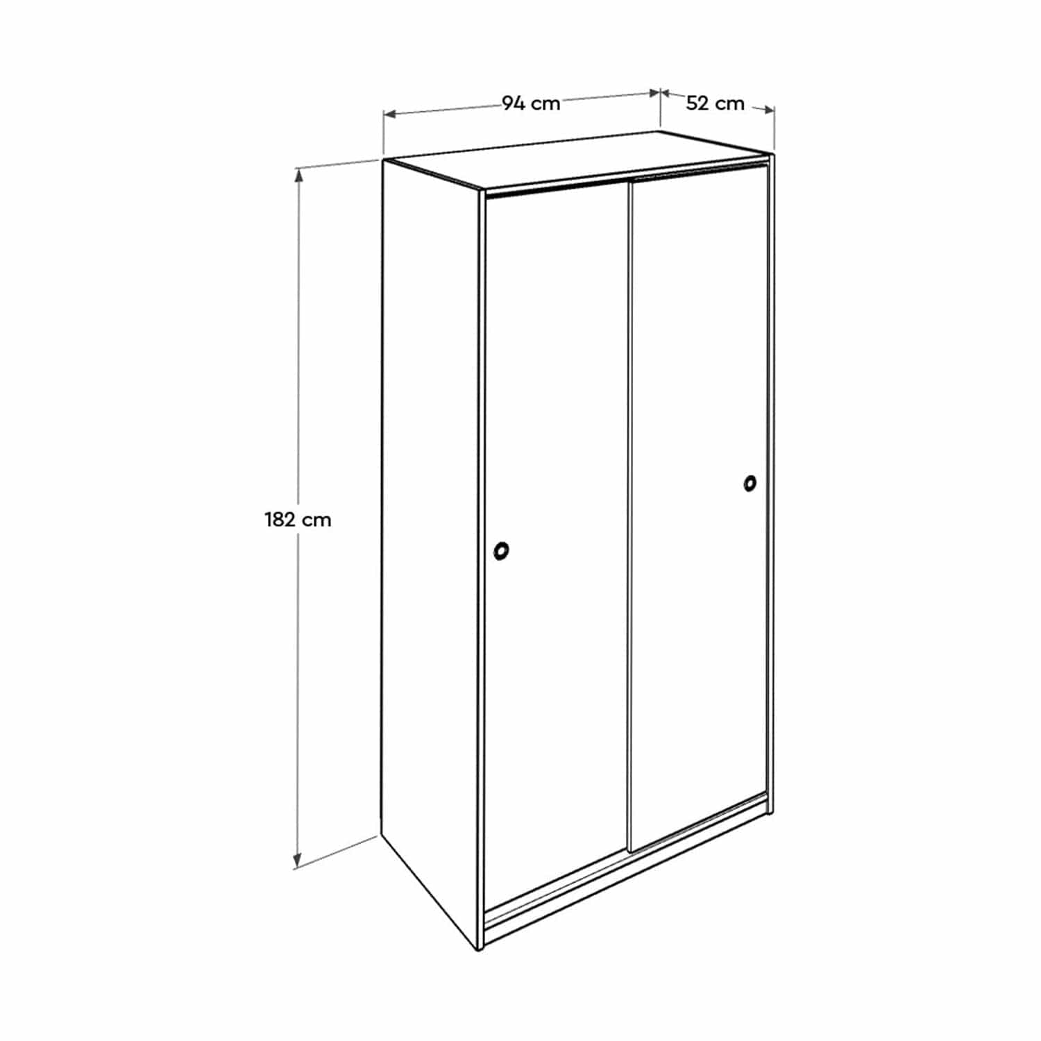 Dulap SWD-436-BB-2, alb, PAL melaminat, cu 2 usi, 94x52x182 cm