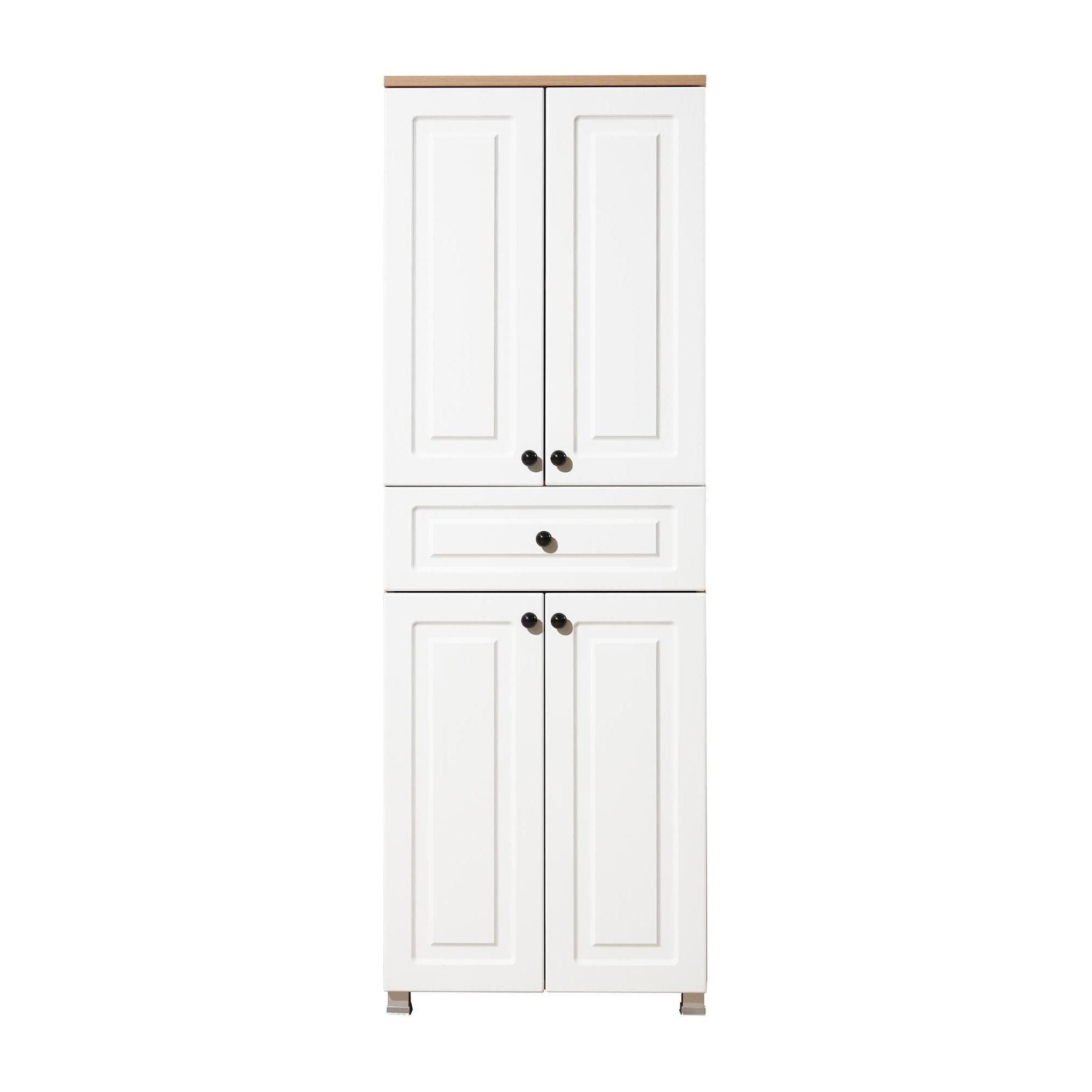 Dulap TUVALLE 036, alb/stejar, PAL melaminat, cu 4 usi si sertar, 60x30x175 cm