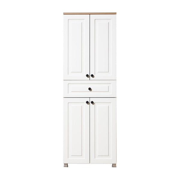 Dulap TUVALLE 036, alb/stejar, PAL melaminat, cu 4 usi si sertar, 60x30x175 cm